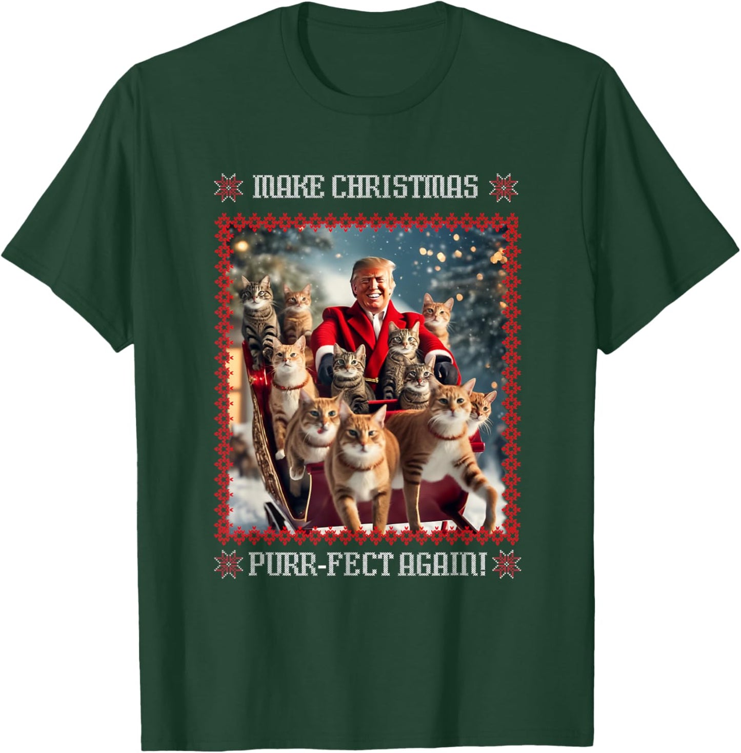 Make Christmas Purr-fect Again Funny Trump Christmas T-Shirt - T-Shirt | Forest