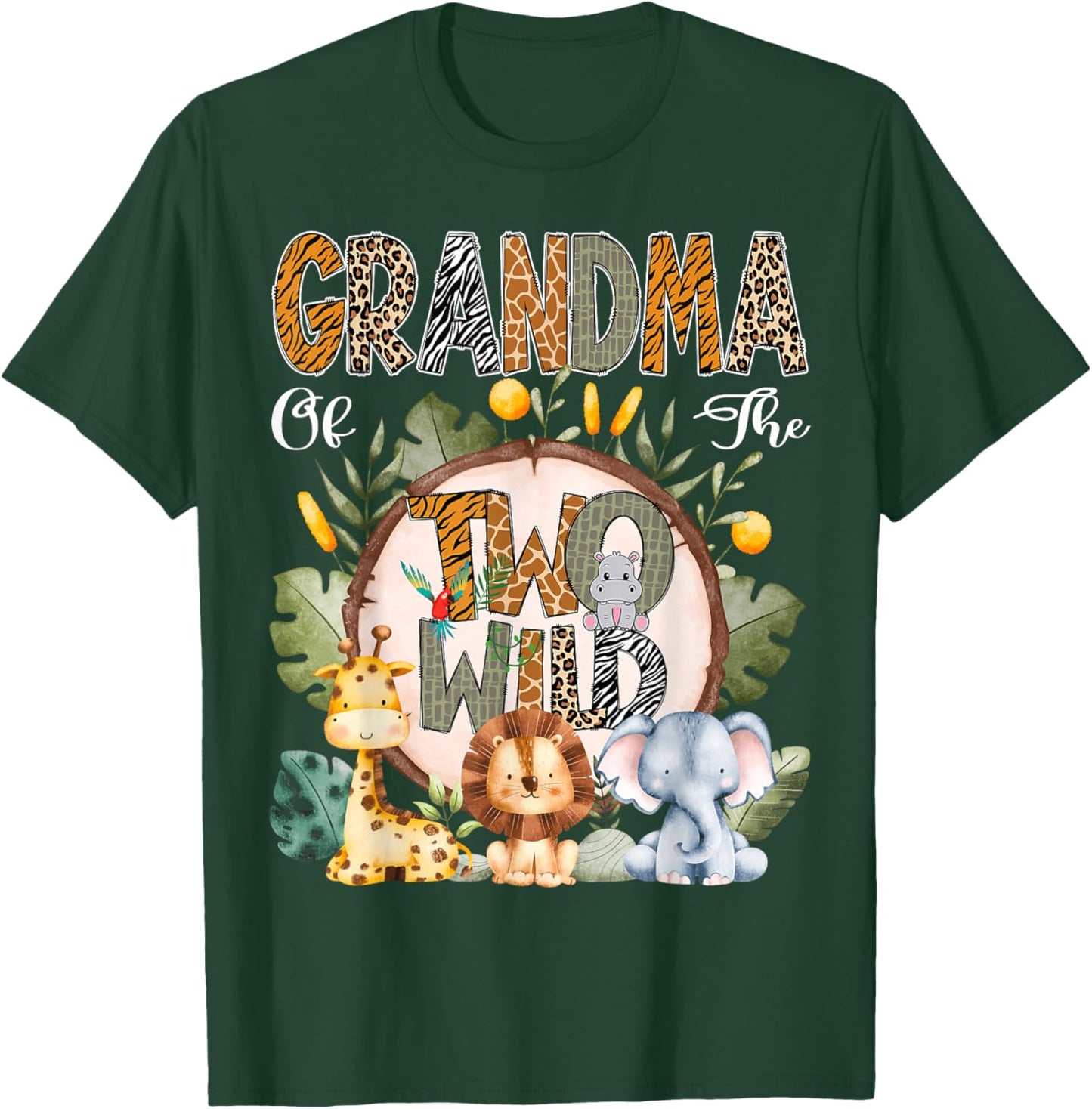 Grandma Of The Two Wild Animal Safari 2Nd Birthday Party T-Shirt - T-Shirt | Forest