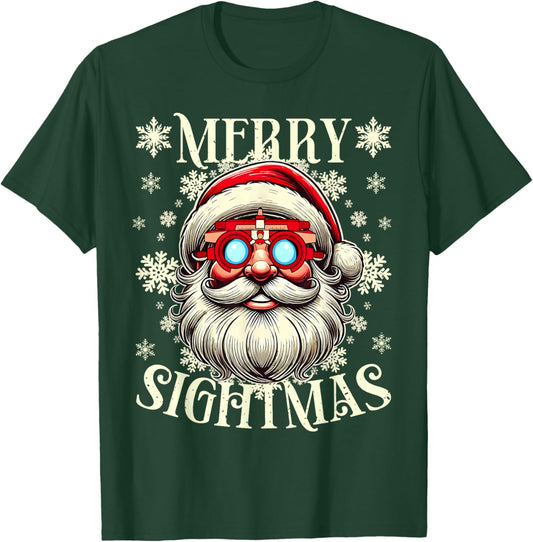 Merry Sightmas Santa Optometry Christmas Shirt Eye Doctor T-Shirt - T-Shirt | Forest