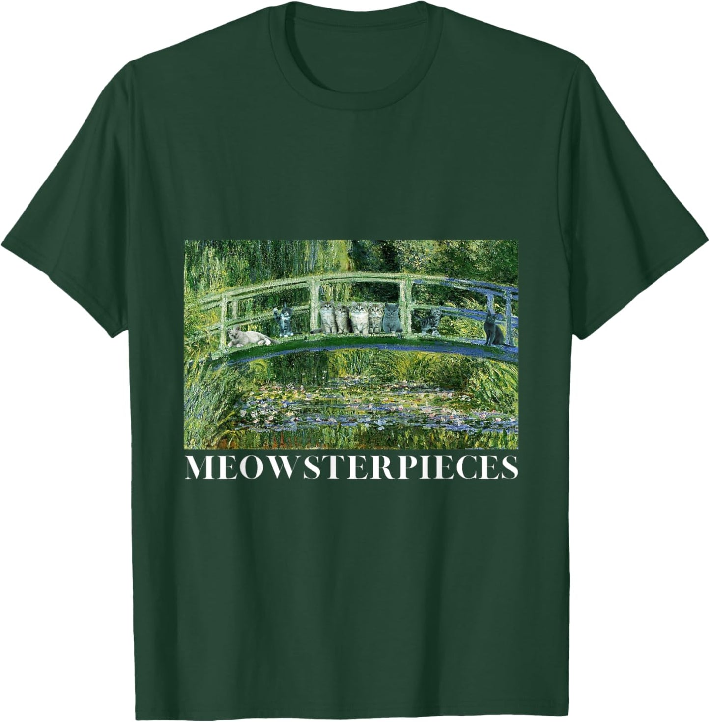 MEOWSTERPIECES Antique Oil Painting Funny Cat Lover Art Women Girls Kids T-Shirt - T-Shirt | Forest