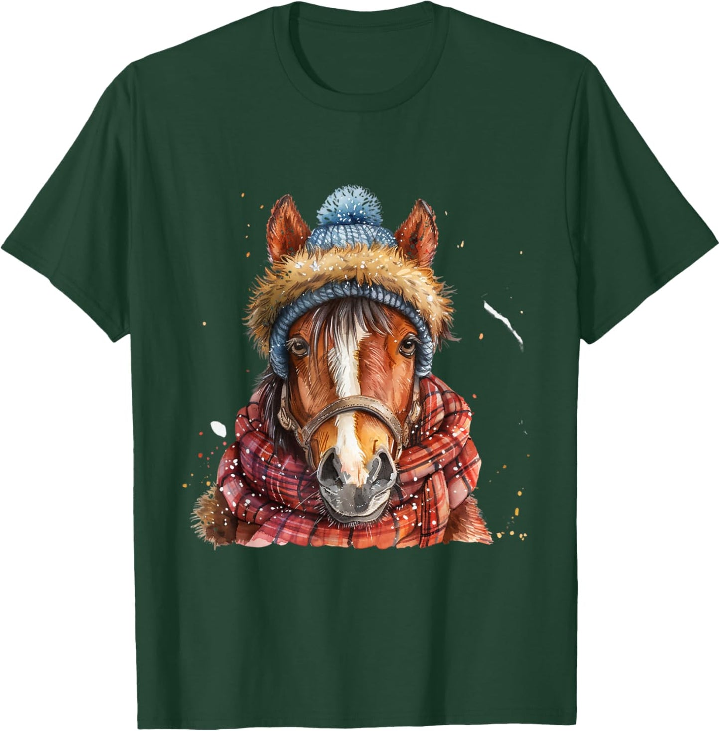 Merry Christmas Gifts For The Whole Family Adult Equestrian Horse Portrait Christmas Horseback Riding T-Shirt - T-Shirt | Forest