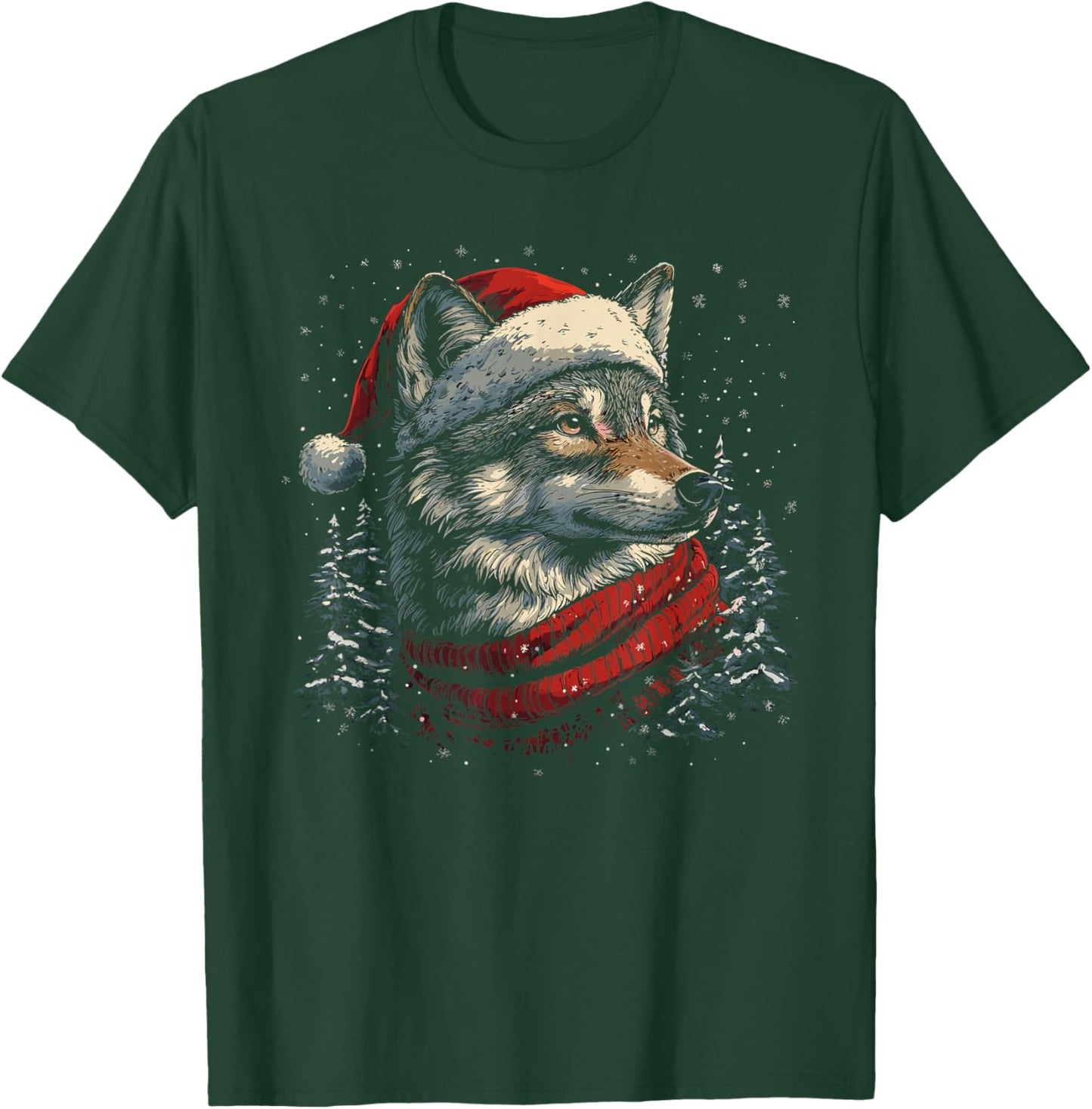 Wolf Reindeer Christmas Pajama Funny Wolves Xmas T-Shirt - T-Shirt | Forest