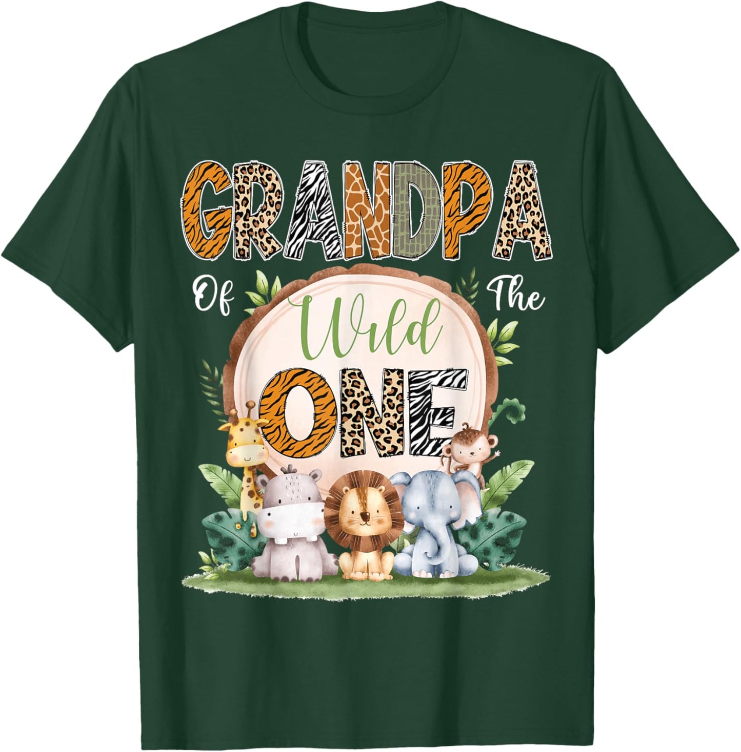 Grandpa Of The Wild One First Birthday Safari Woodland T-Shirt - T-Shirt | Forest