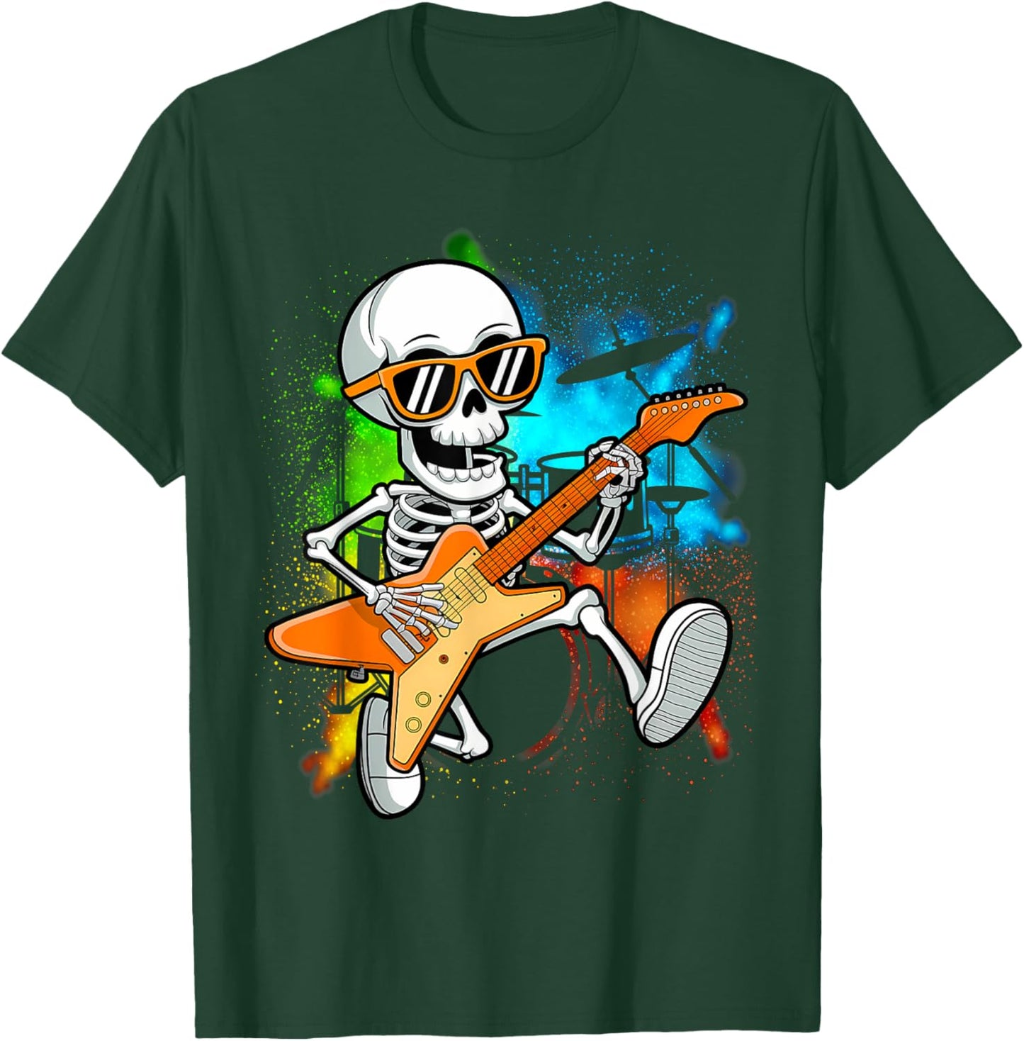 Skeleton Playing Guitar Rock & Roll Boys Kids T-Shirt - T-Shirt | Forest
