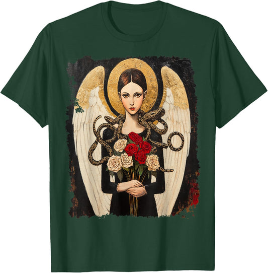 Designer Angel with Snakes and Flowers Women's T-Shirt - T-Shirt | Forest