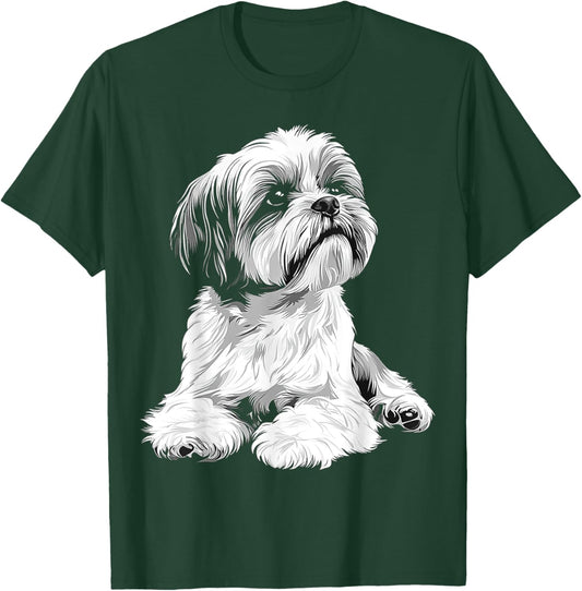 Shih Tzu Dog Motif Pet Illustration Shih Tzu Women Kids T-Shirt - T-Shirt | Forest