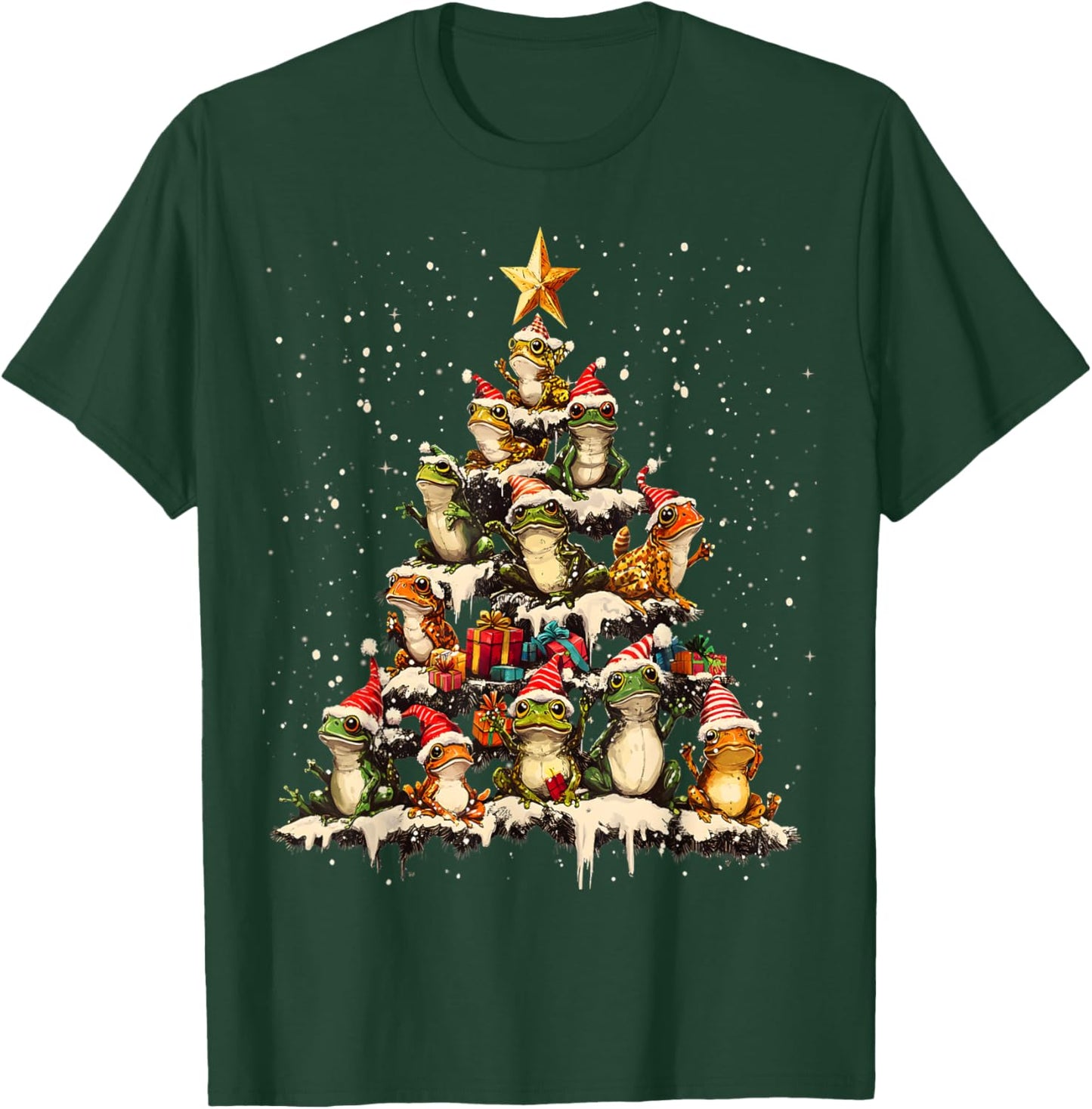 Frog Christmas Tree Ornament Decor Xmas T-Shirt - T-Shirt | Forest
