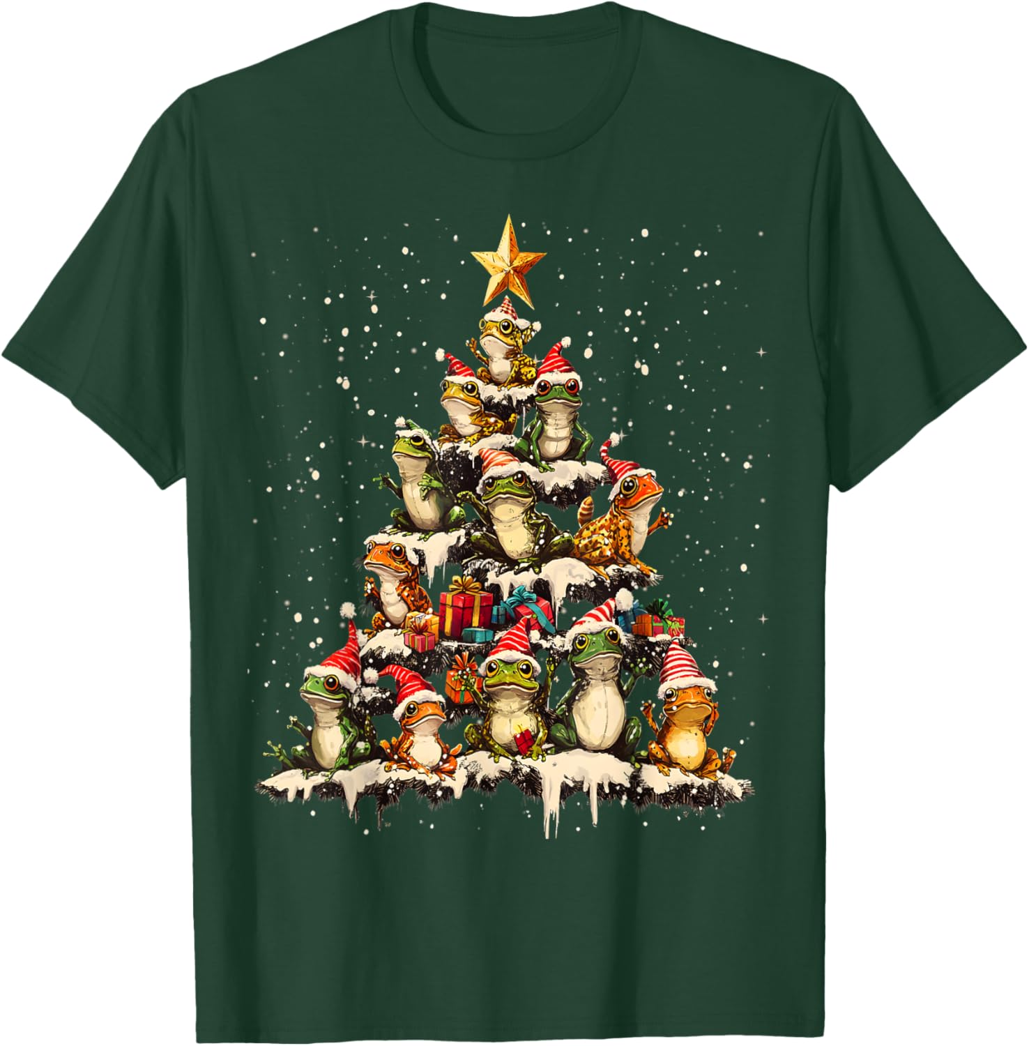 Frog Christmas Tree Ornament Decor Xmas T-Shirt - T-Shirt | Forest