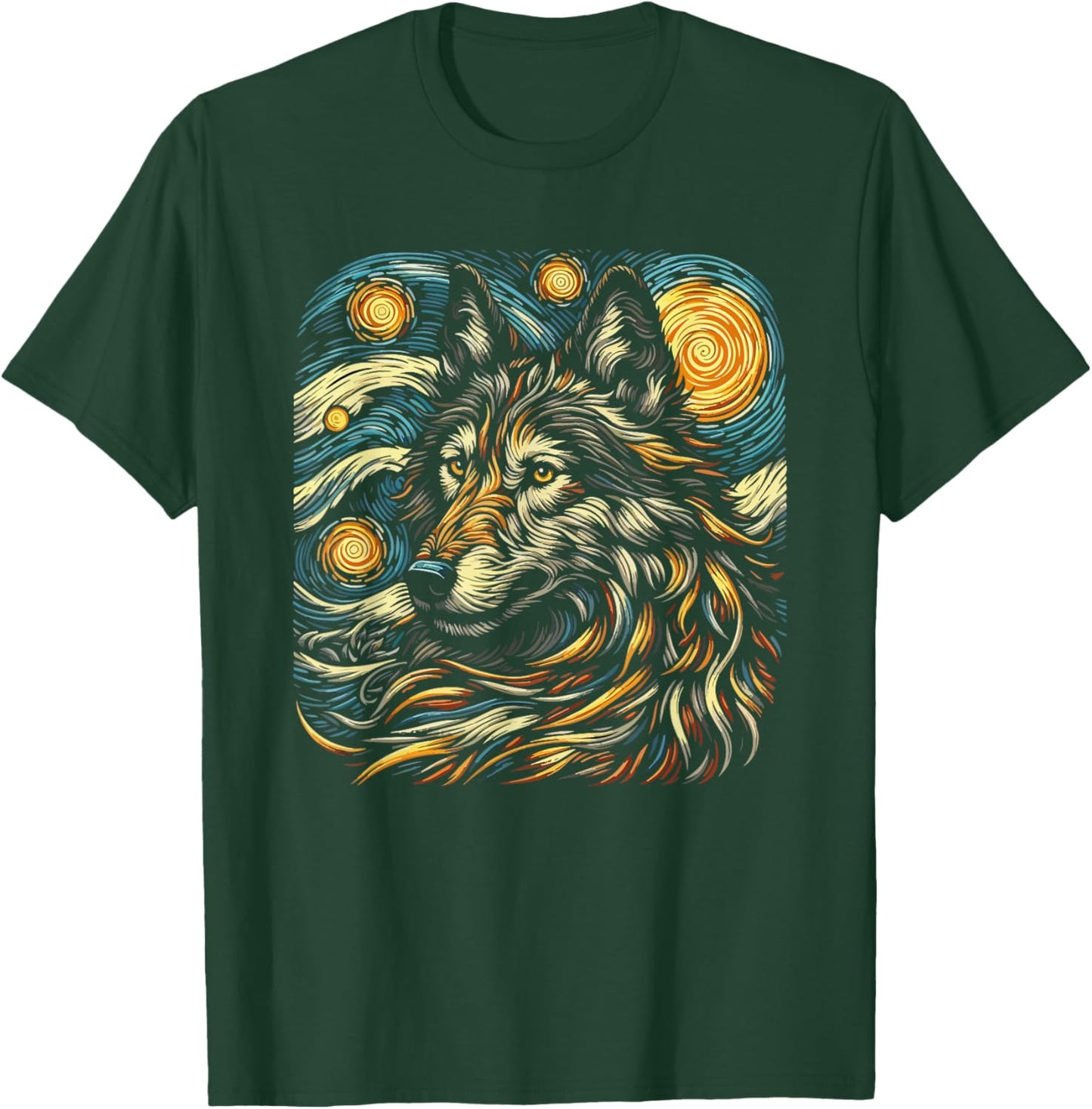 Howling Wolf Stars Moon Space Starry Night Wildlife T-Shirt - T-Shirt | Forest