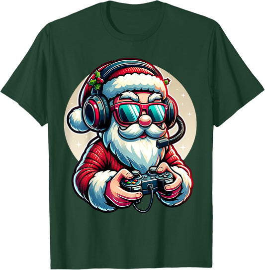 Christmas Gamer Boys Video Game Santa Xmas T-Shirt - T-Shirt | Forest