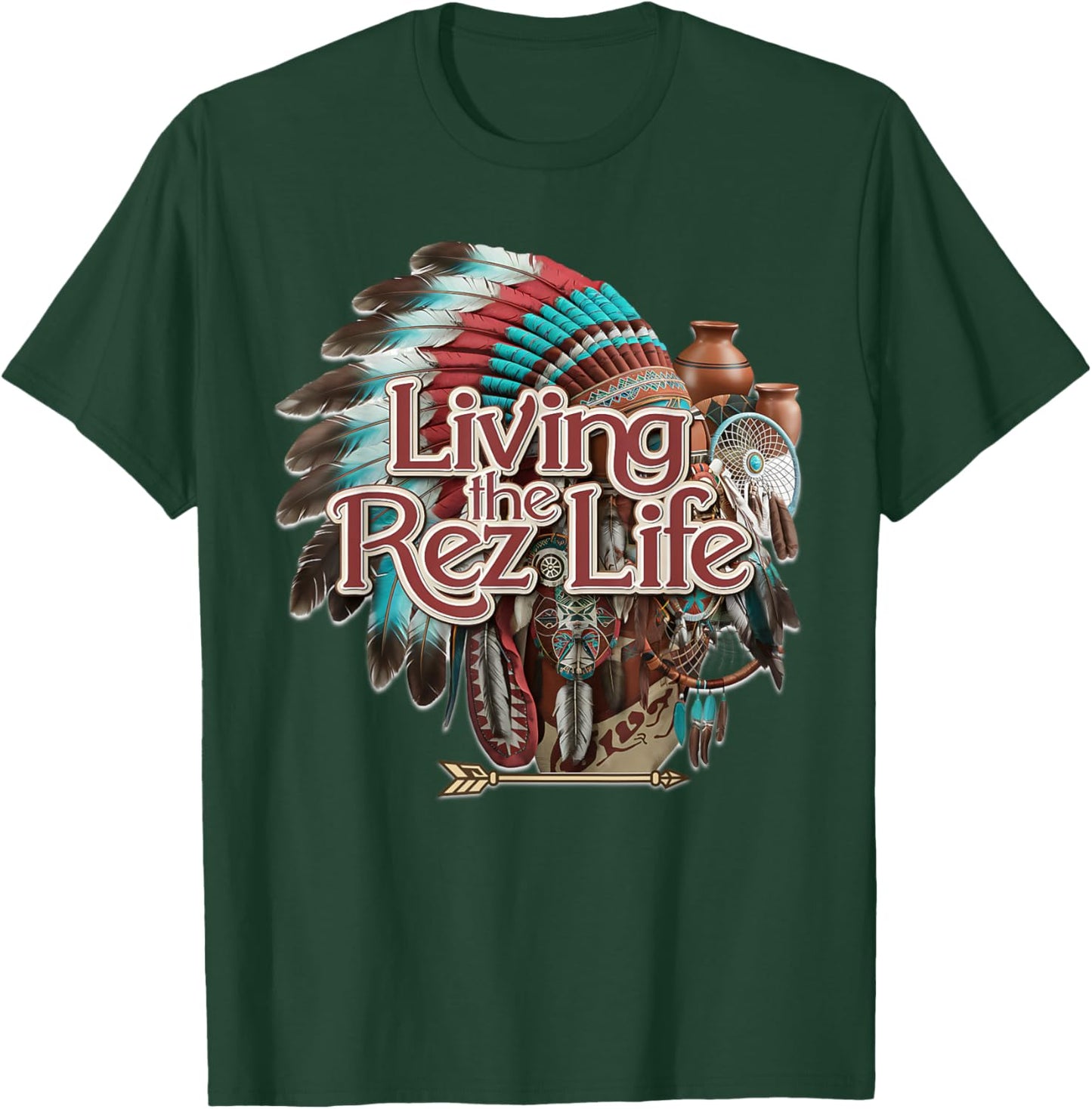Living the Rez Life Designs - Native American Pride Apparel T-Shirt - T-Shirt | Forest