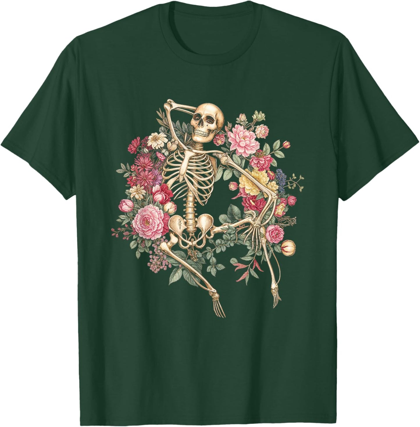 Floral Skeleton Vintage Goth Halloween Costume T-Shirt - T-Shirt | Forest