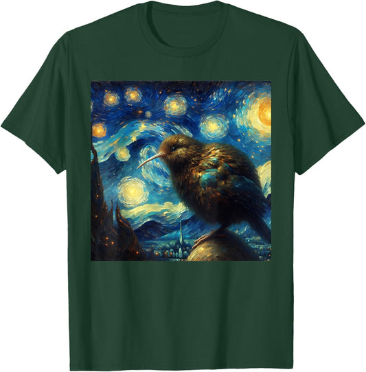 Kiwi Bird Starry Night Kiwi Bird T-Shirt - T-Shirt | Forest