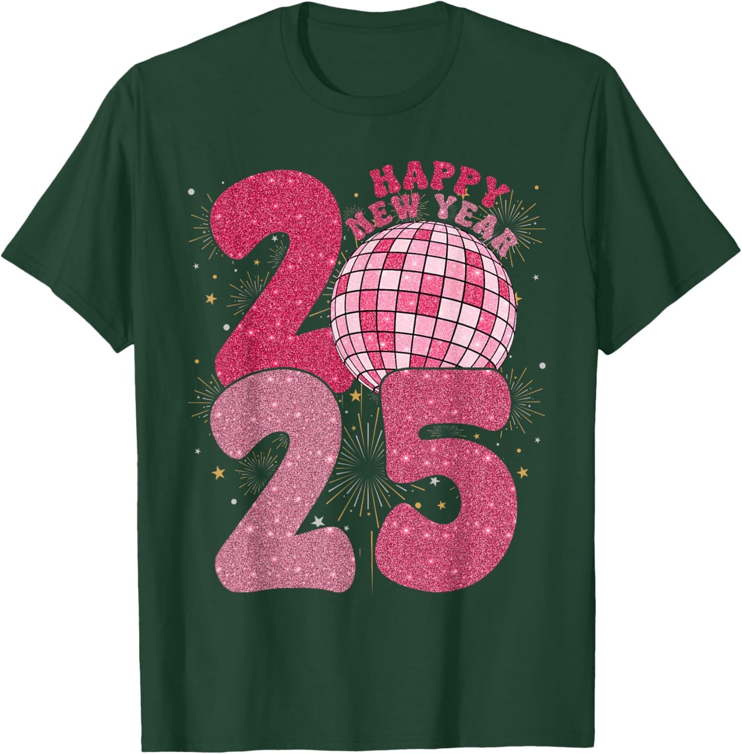 Groovy Happy New Year 2025 Disco Ball New Years Eve Party T-Shirt - T-Shirt | Forest