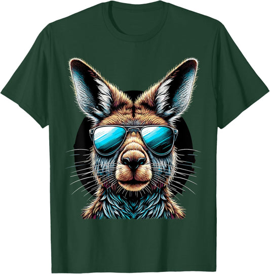 Kangaroo with Sunglasses Australia Animal T-Shirt - T-Shirt | Forest