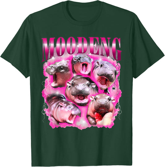 Funny Moo-Deng Baby Pygmy Hippo Cute Famous Zoo For Family T-Shirt - T-Shirt | Forest