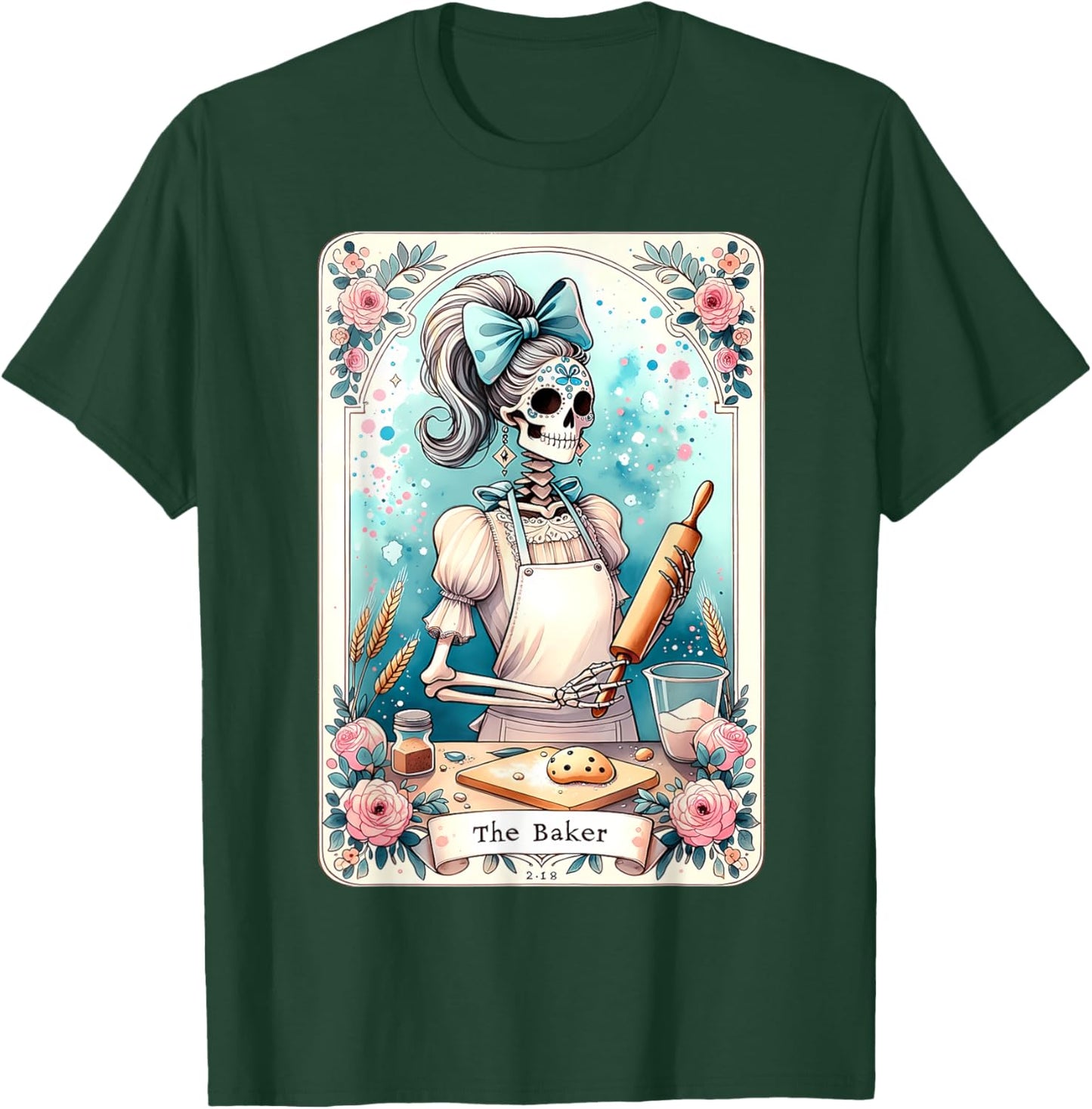 The Baker Tarot Card Skeleton Cook Witchy Chef Kitchen Lover T-Shirt - T-Shirt | Forest