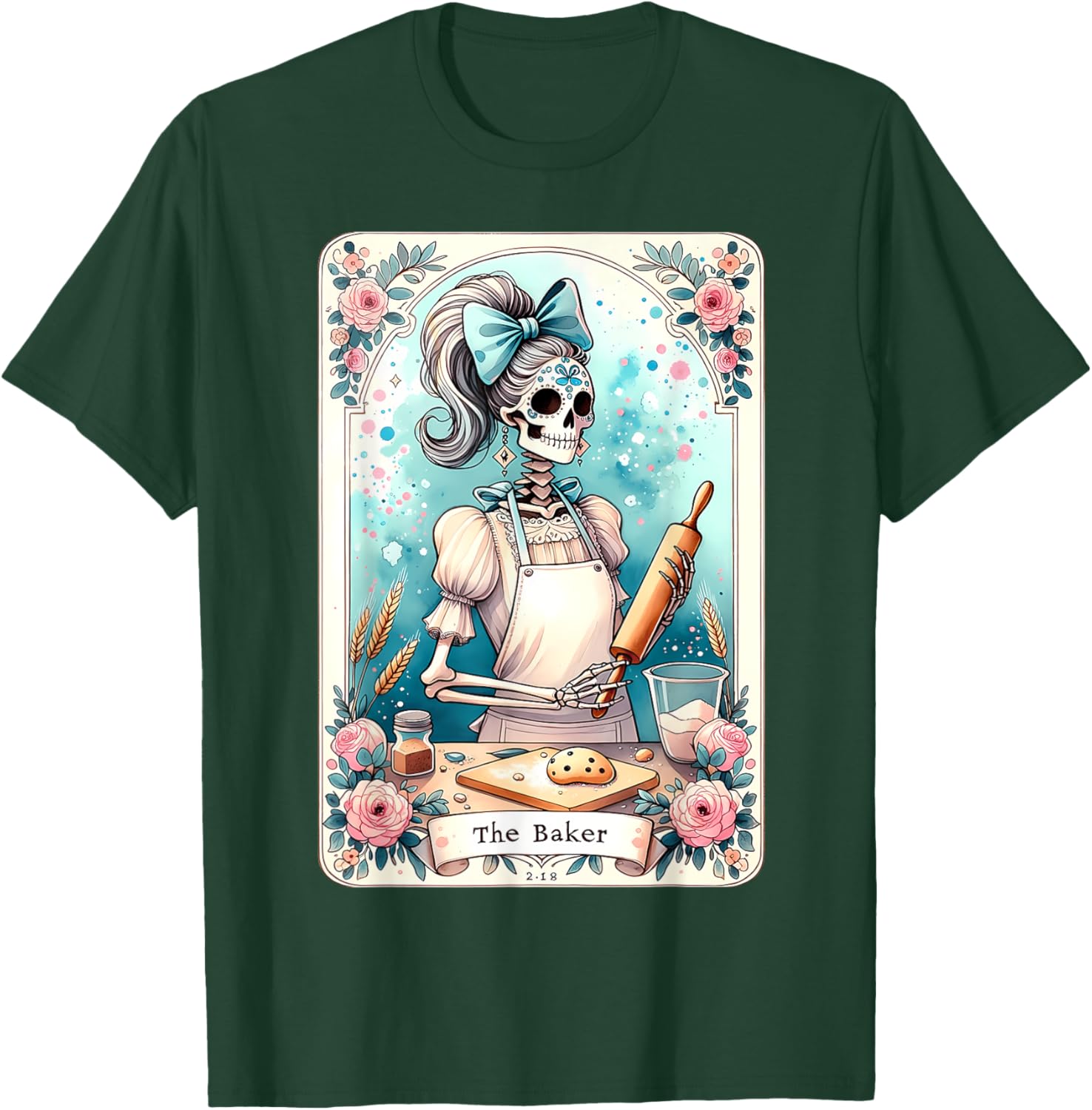 The Baker Tarot Card Skeleton Cook Witchy Chef Kitchen Lover T-Shirt - T-Shirt | Forest