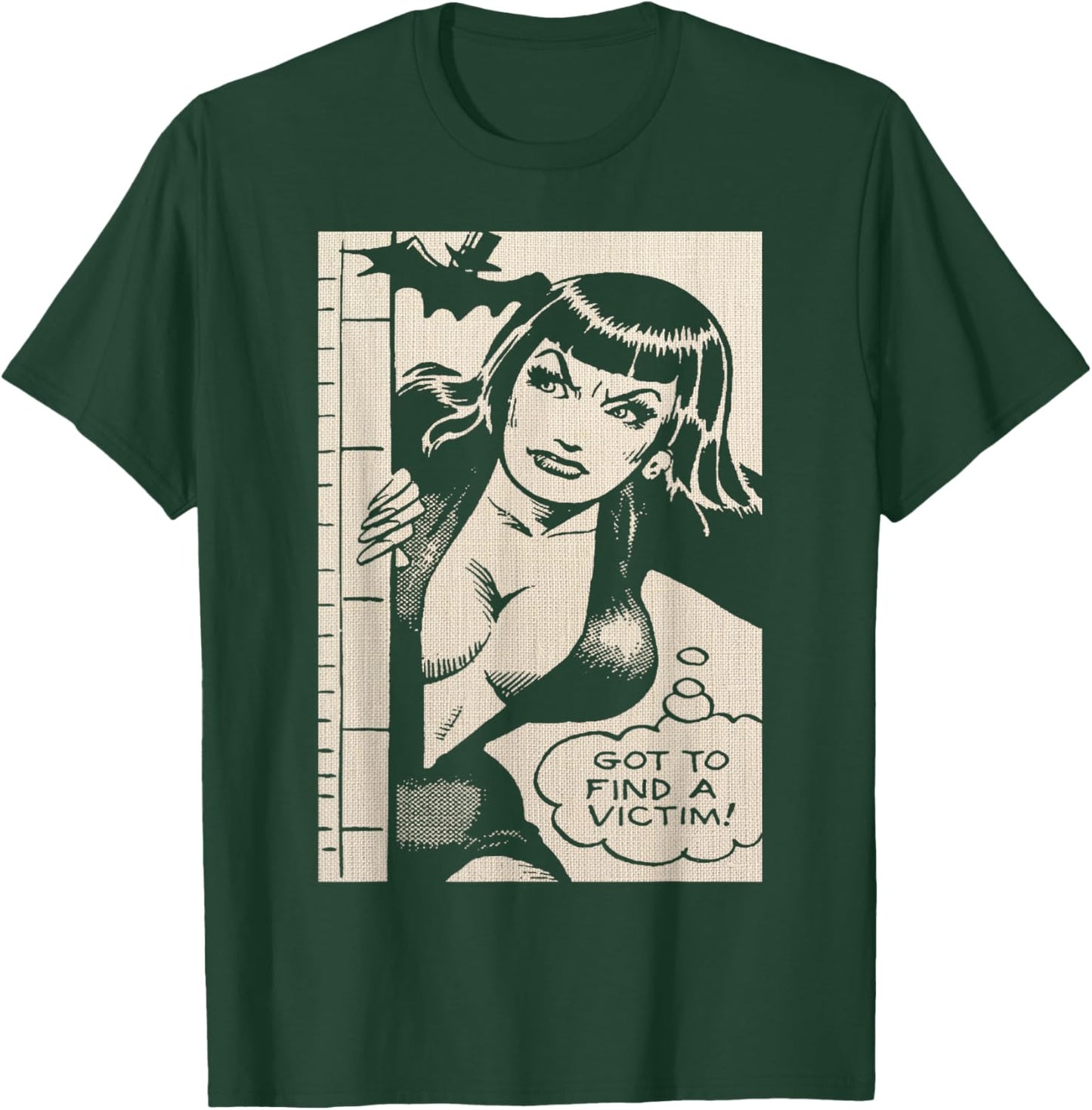 Vintage Vampire Bat Vampire Pin Up Girl Horror Comic Book T-Shirt - T-Shirt | Forest