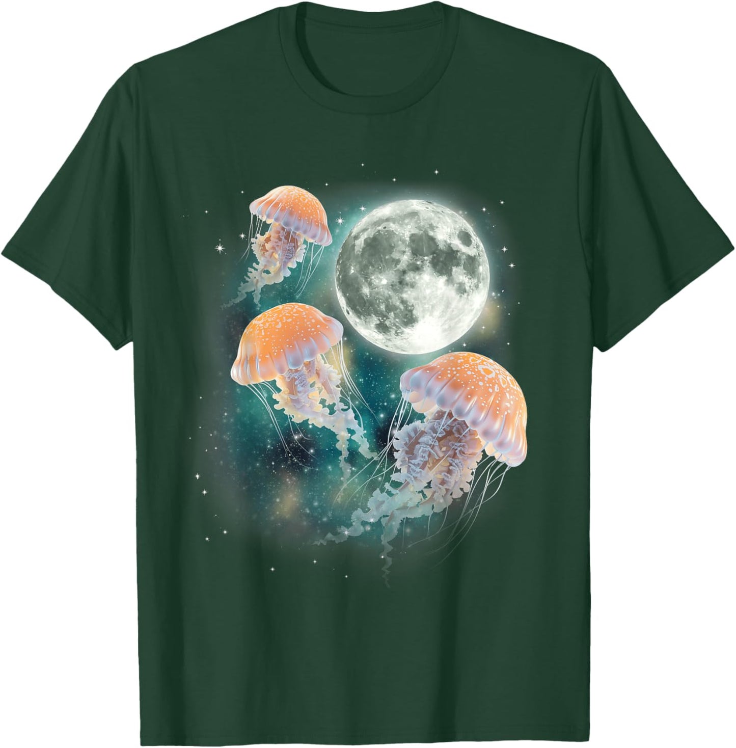 Three Jellyfish Moon | Underwater Ocean Life Parody Meme T-Shirt - T-Shirt | Forest