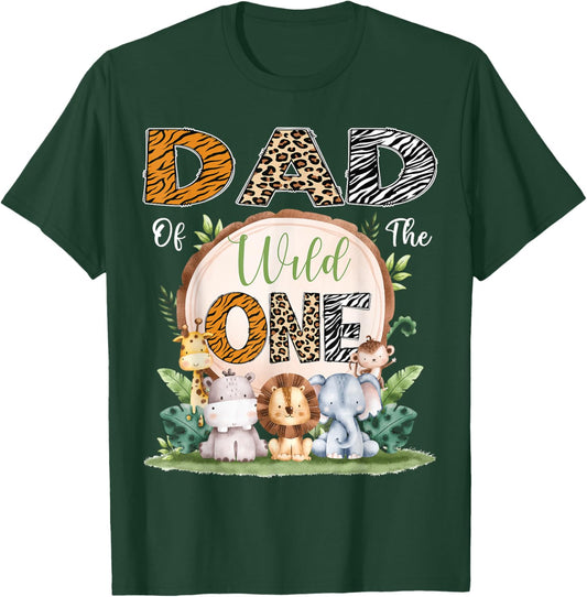 Dad Of The Wild One First Birthday Safari Woodland T-Shirt - T-Shirt | Forest