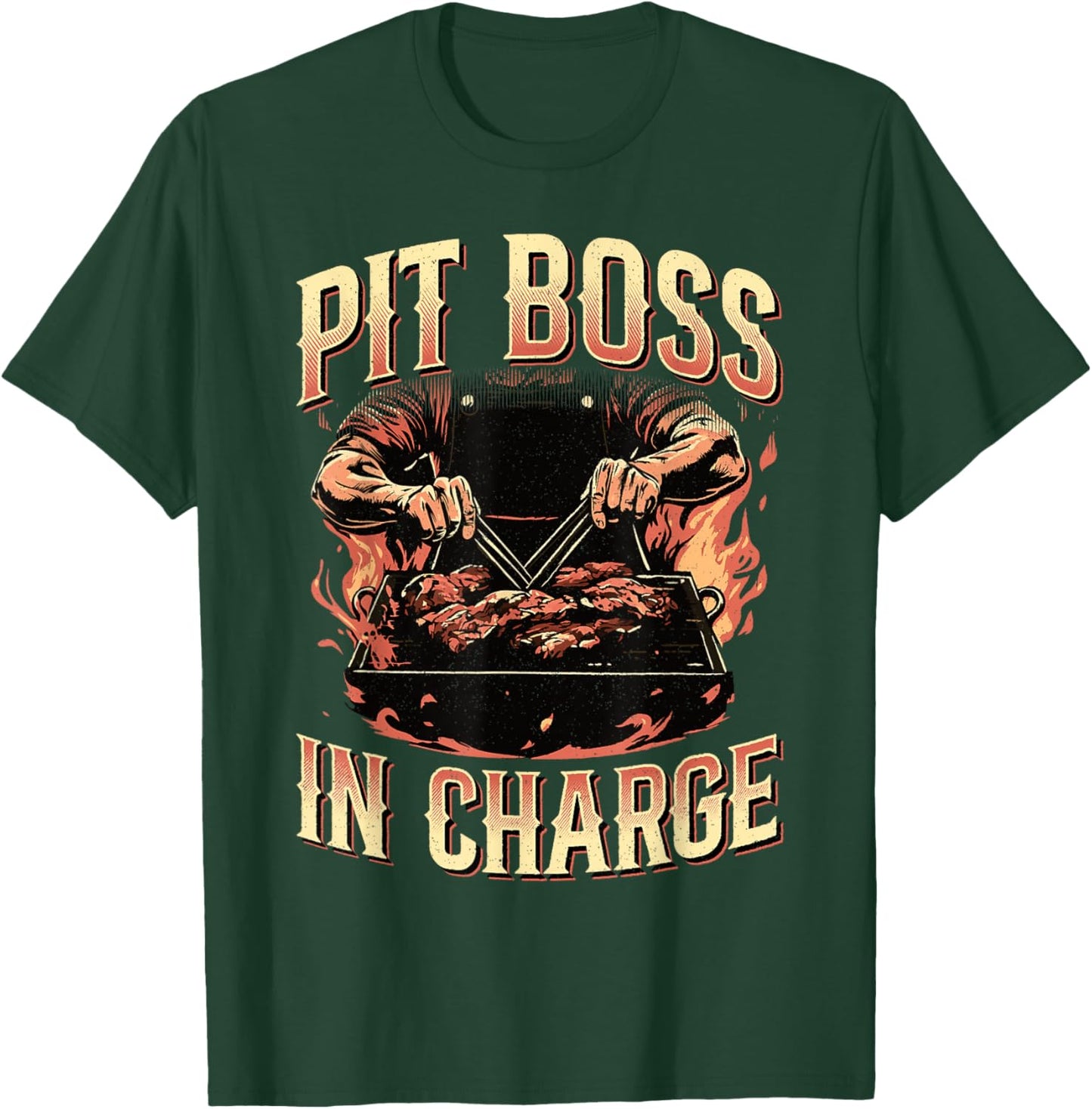 Pit Boss In Charge BBQ Grill Masters Pitmaster Meat Smoker T-Shirt - T-Shirt | Forest