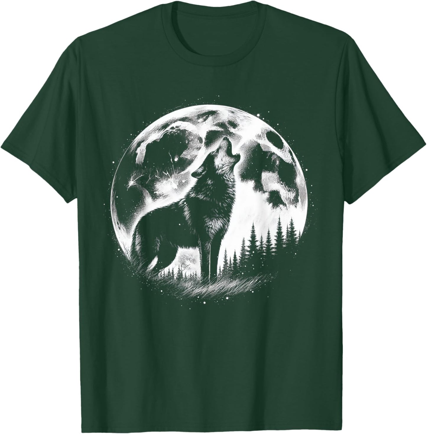 Wolf Howling Moon Forest Nature Wildlife Animal T-Shirt - T-Shirt | Forest