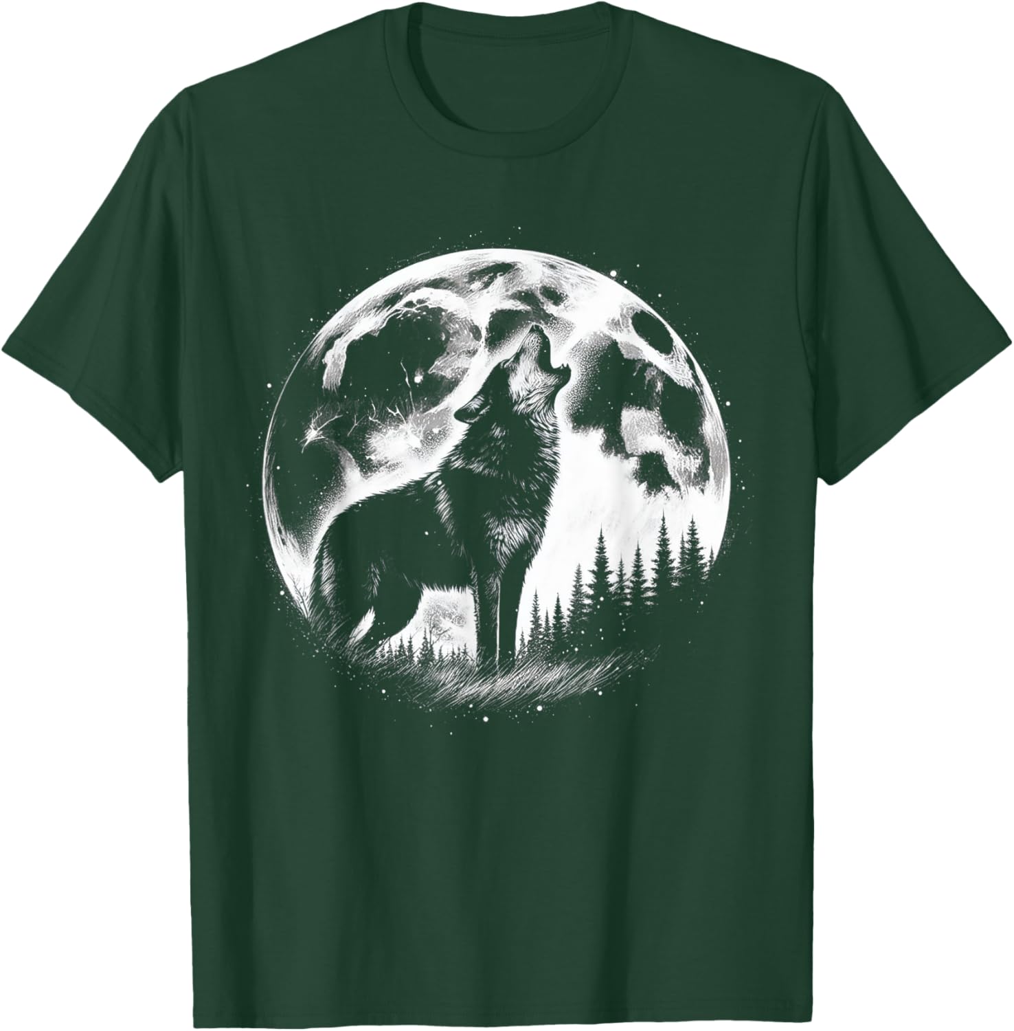Wolf Howling Moon Forest Nature Wildlife Animal T-Shirt - T-Shirt | Forest