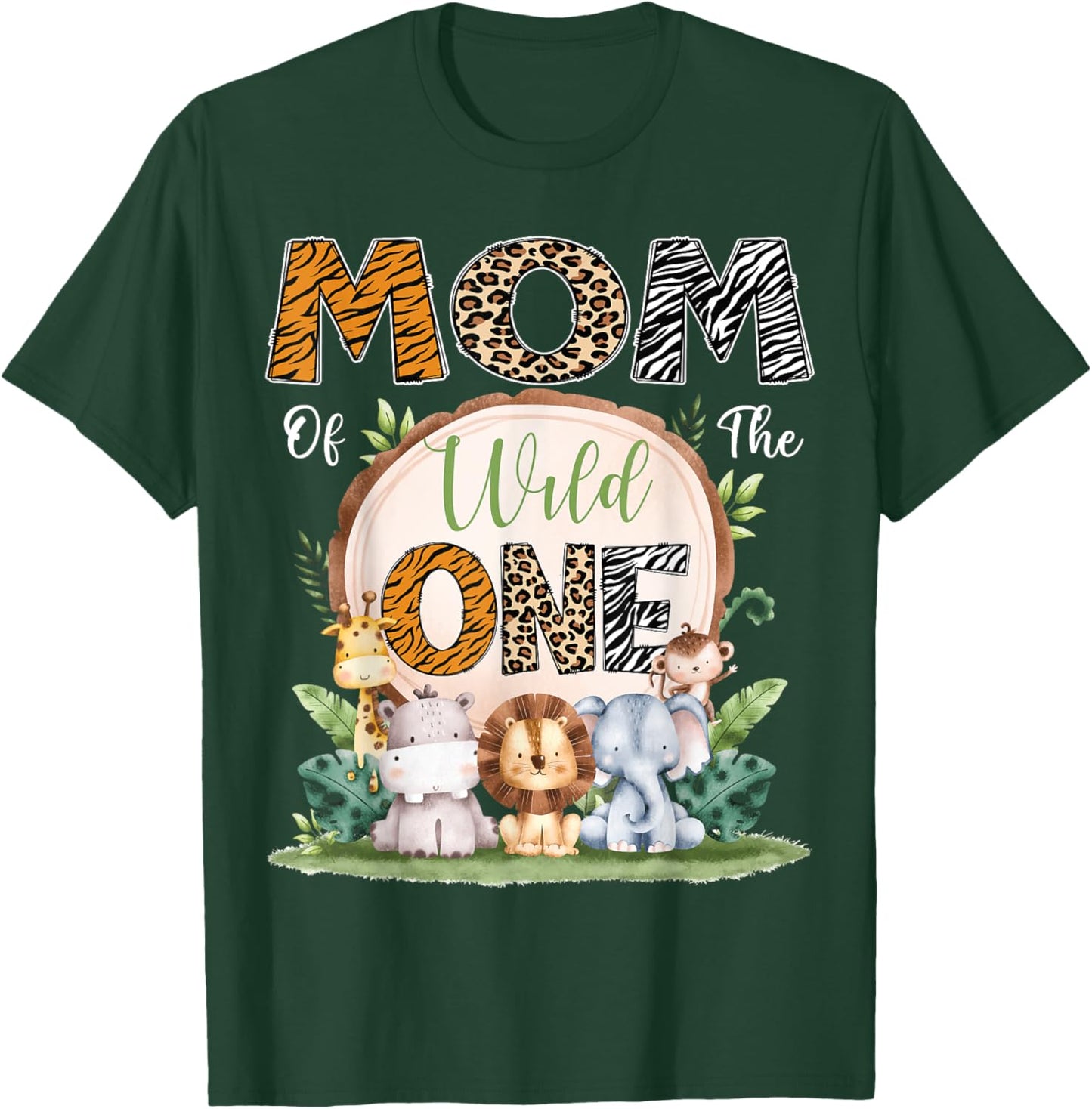 Mom Of The Wild One First Birthday Safari Woodland T-Shirt - T-Shirt | Forest