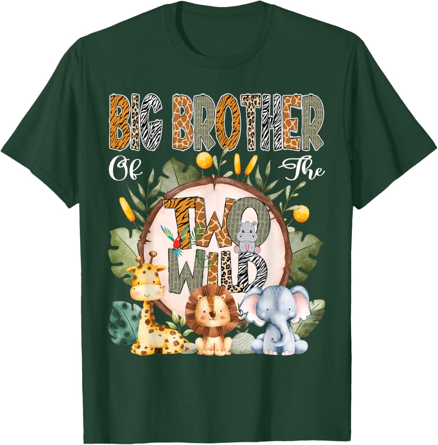 Big Brother Of The Two Wild Animal Safari 2Nd Birthday Party T-Shirt - T-Shirt | Forest