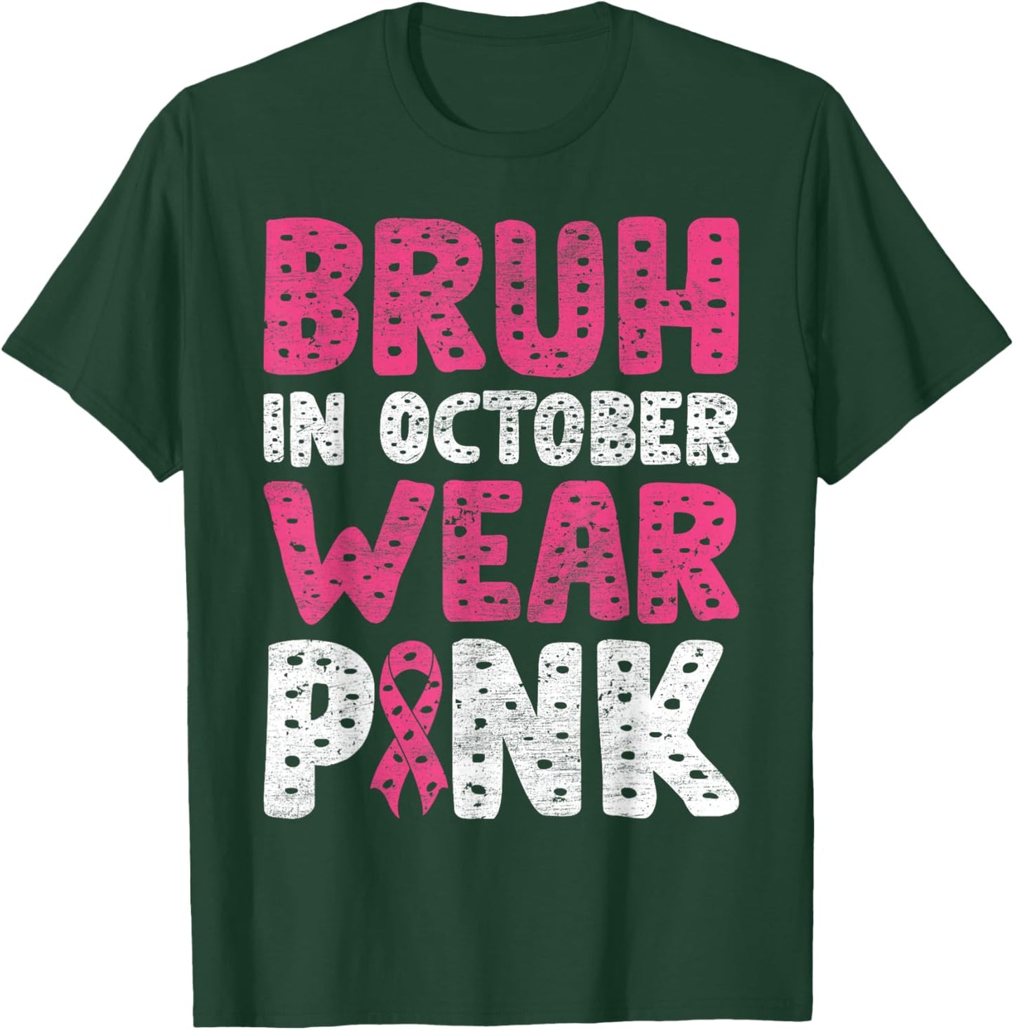 Breast Cancer Shirts for Kids Boys Bruh In October Wear Pink T-Shirt - T-Shirt | Forest