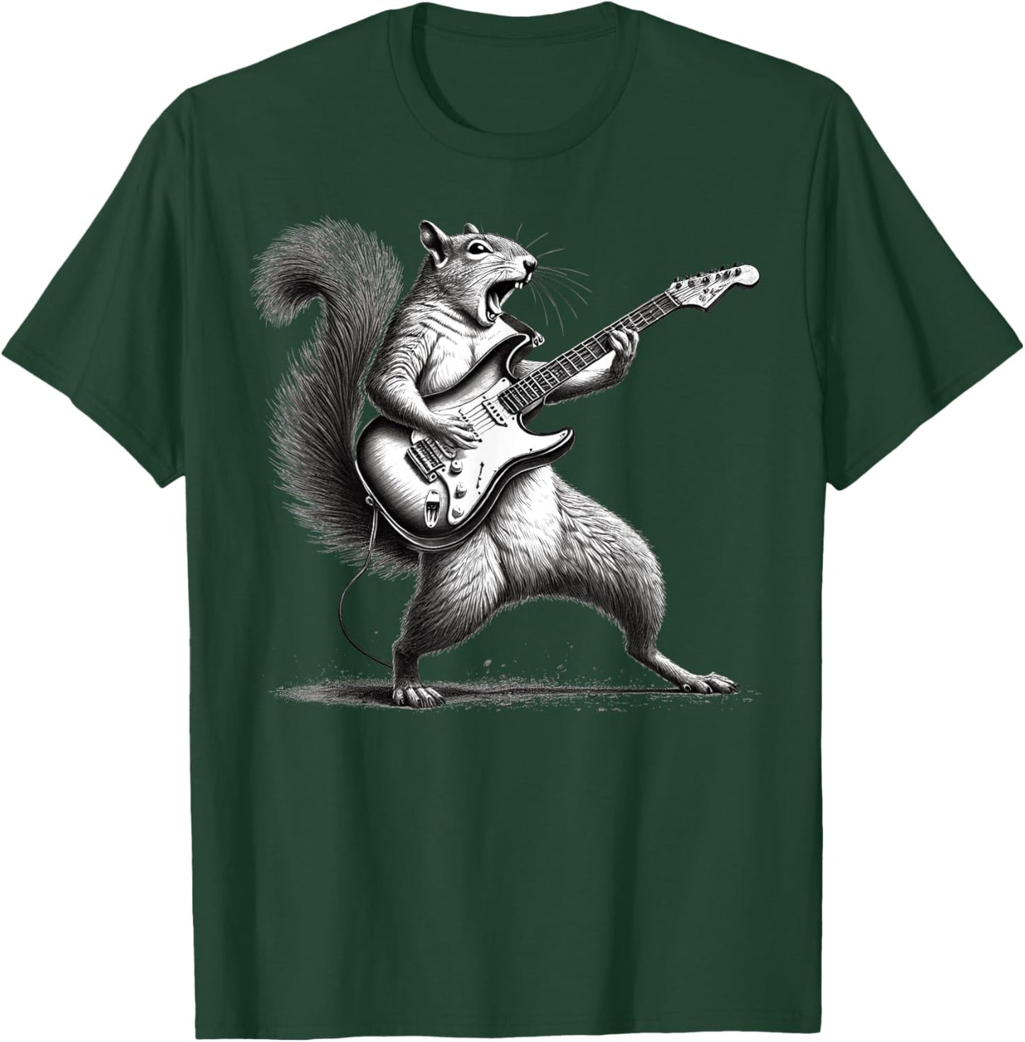 Squirrel Playing Guitar Rock Star Rock and Roll T-Shirt - T-Shirt | Forest