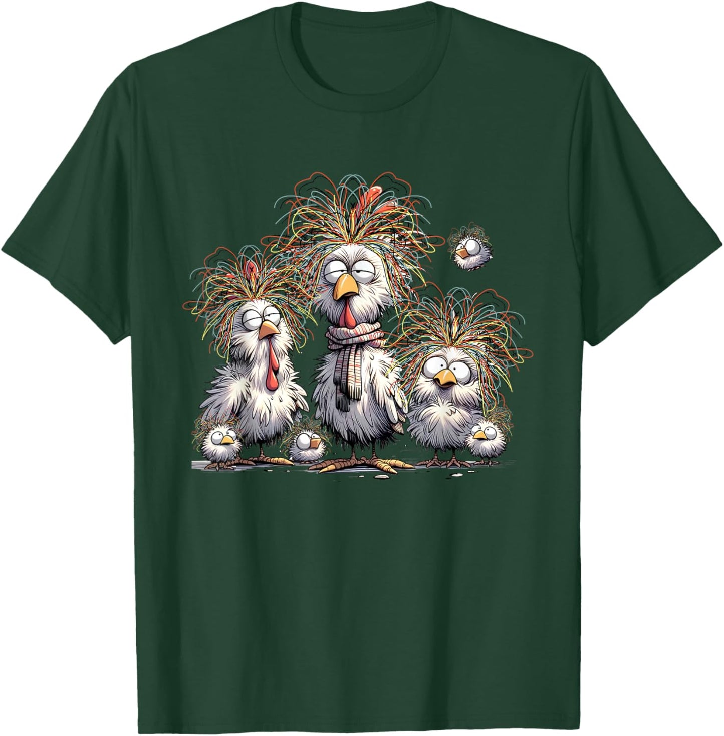 Eagerlys Colorful Chicken Funny Crazy Chicken Family T-Shirt - T-Shirt | Forest