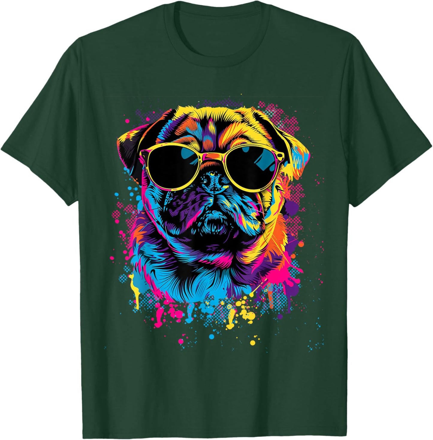 Pug Dog Lovers Design Colorful Pop Art Pug T-Shirt - T-Shirt | Forest