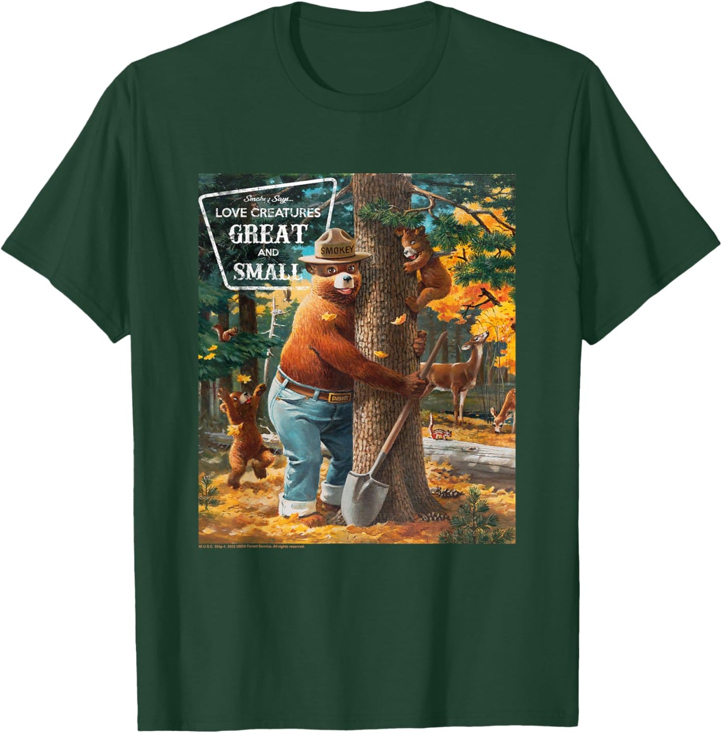 Smokey Bear Love Creatures Great And Small Tree Hug T-Shirt - T-Shirt | Forest