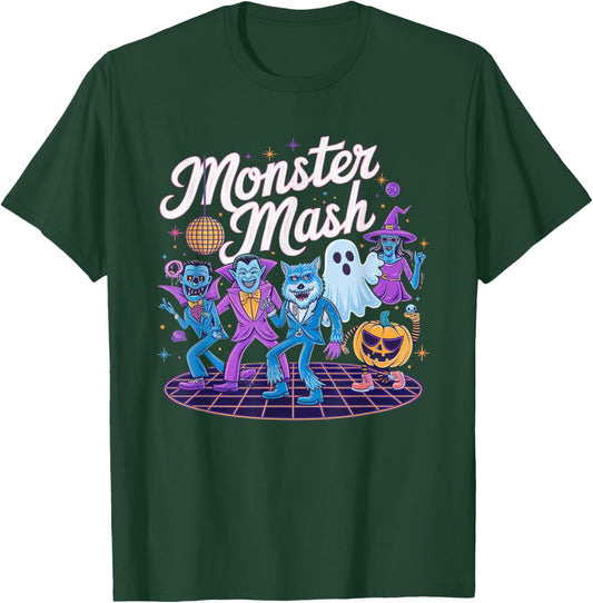 Vintage Monster Mash Ghost Scary Funny Halloween Candy T-Shirt - T-Shirt | Forest