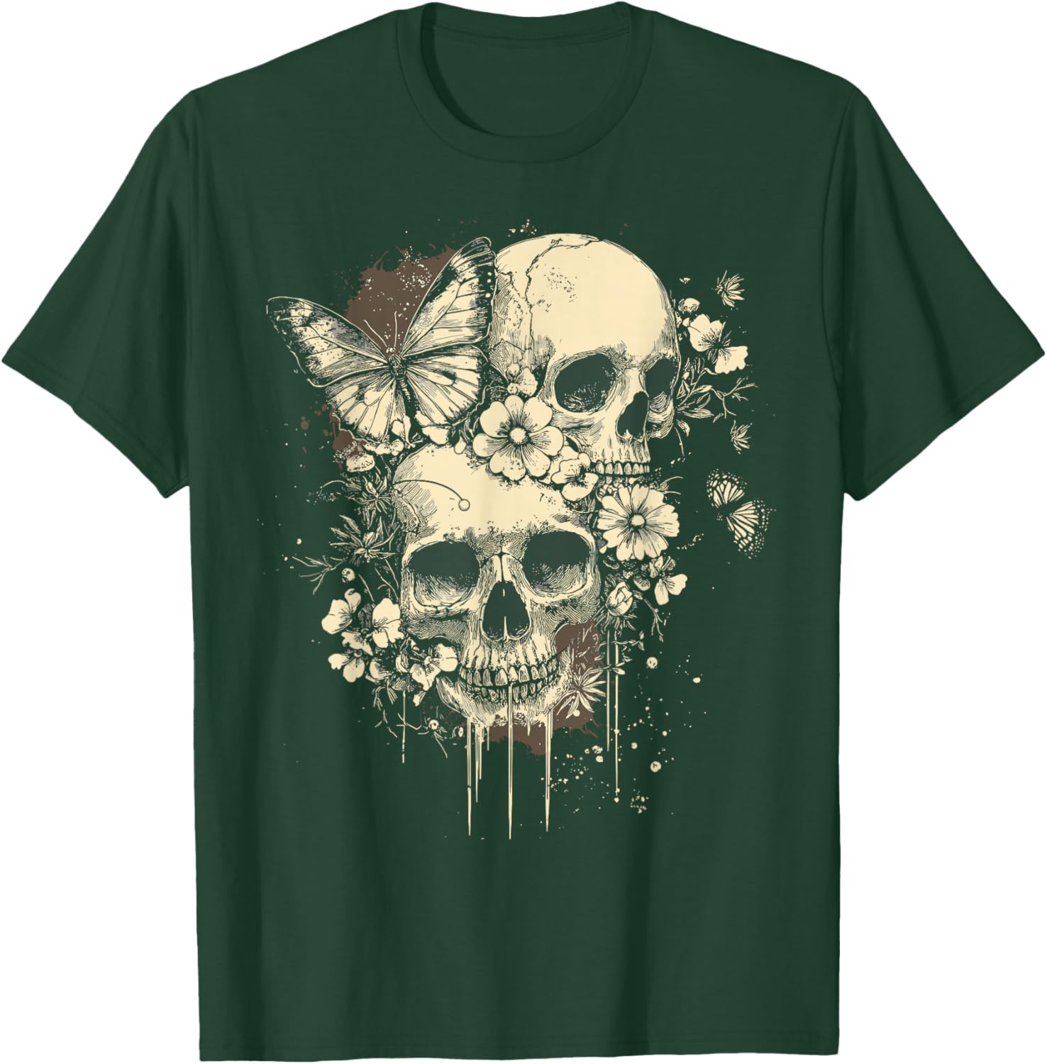 Fairy Grunge Fairycore Y2K Skulls Dainty Butterflies Gothic T-Shirt - T-Shirt | Forest