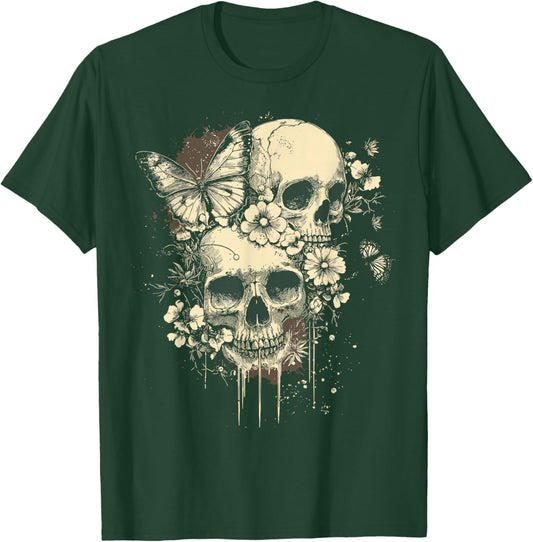 Fairy Grunge Fairycore Y2K Skulls Dainty Butterflies Gothic T-Shirt - T-Shirt | Forest