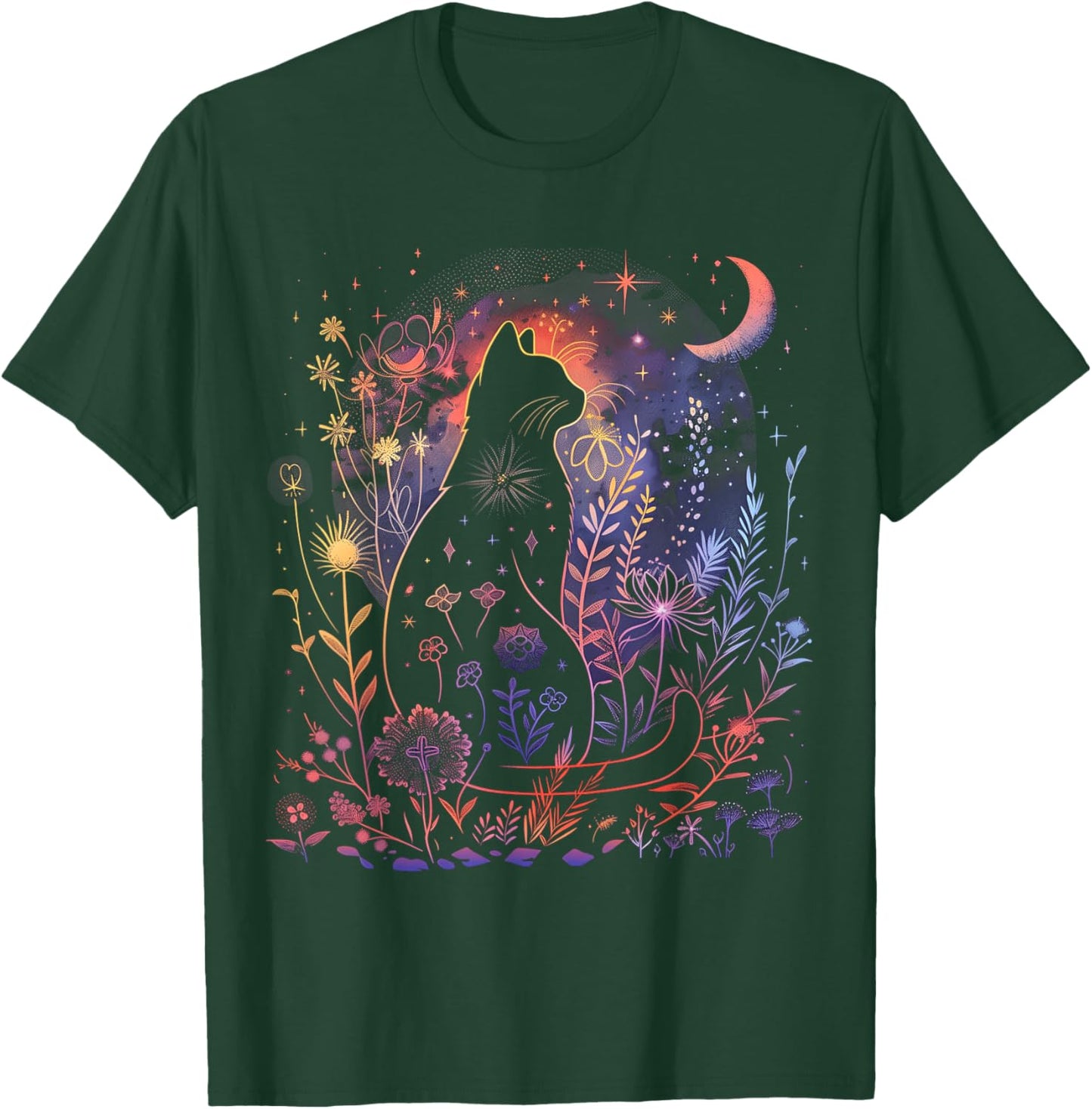 Halloween Black Cat Costume Mystical Cat Lover Girls T-Shirt - T-Shirt | Forest