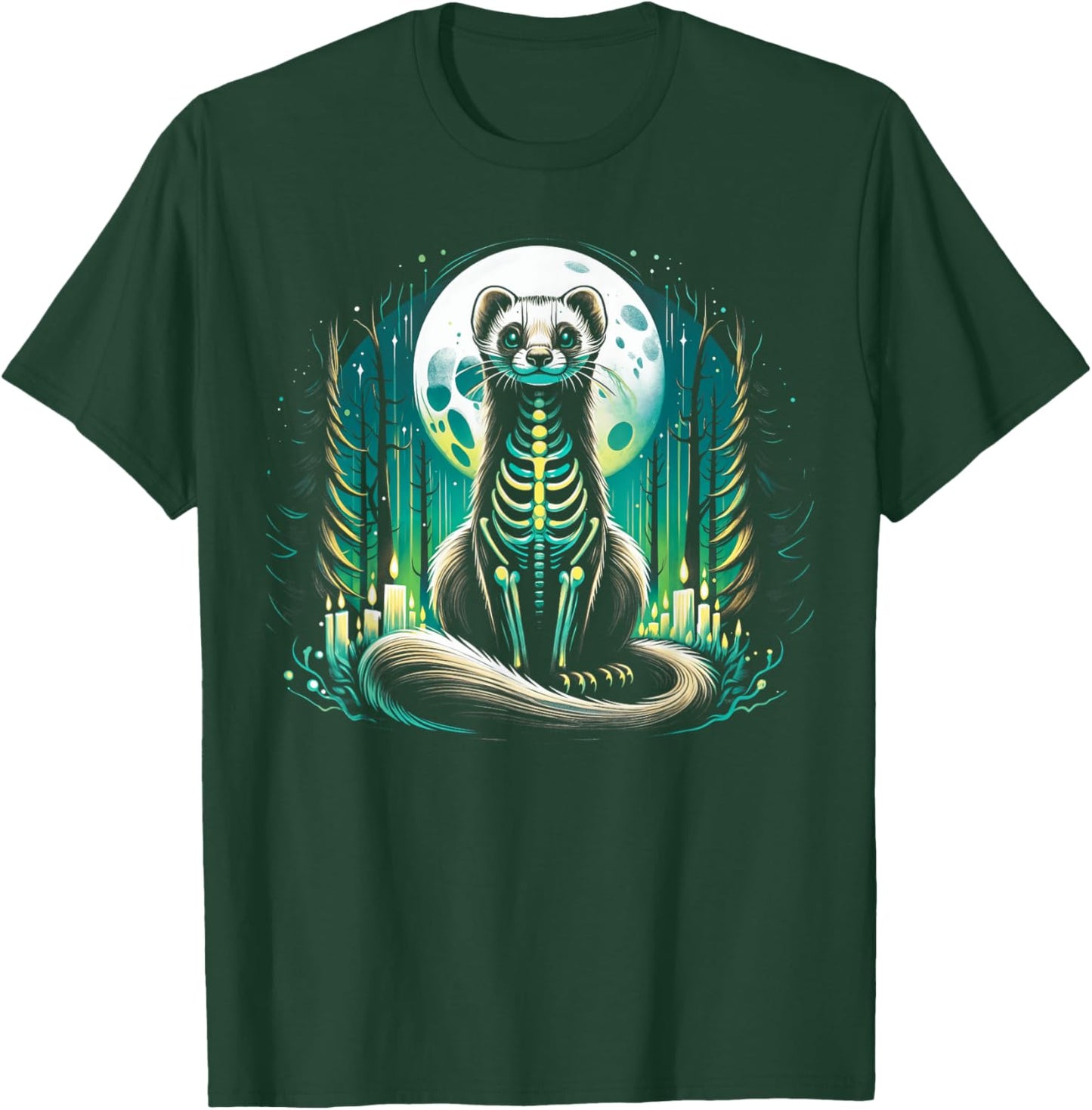 Cool Ferret Skeleton Halloween Christmas Birthday T-Shirt - T-Shirt | Forest