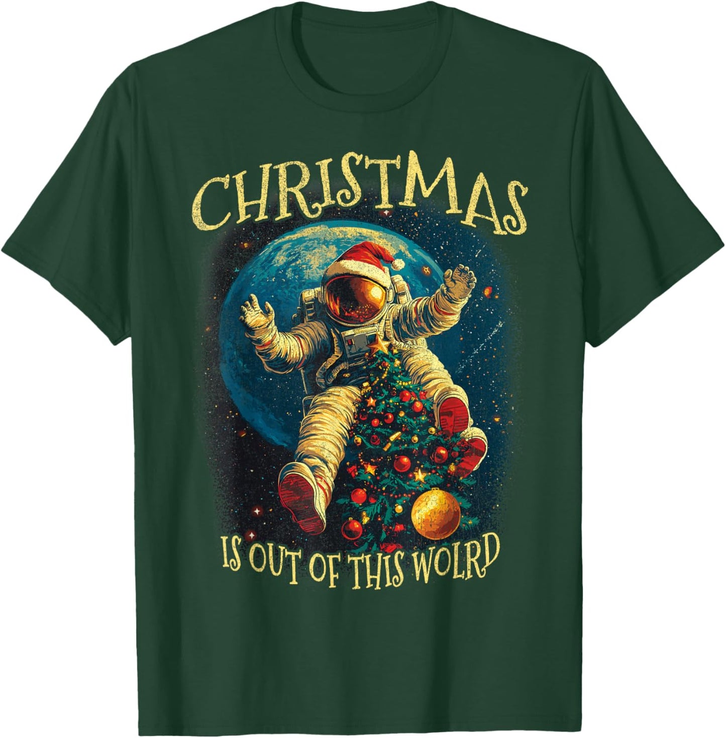Funny Christmas Astronaut Holiday Xmas Space T-Shirt - T-Shirt | Forest