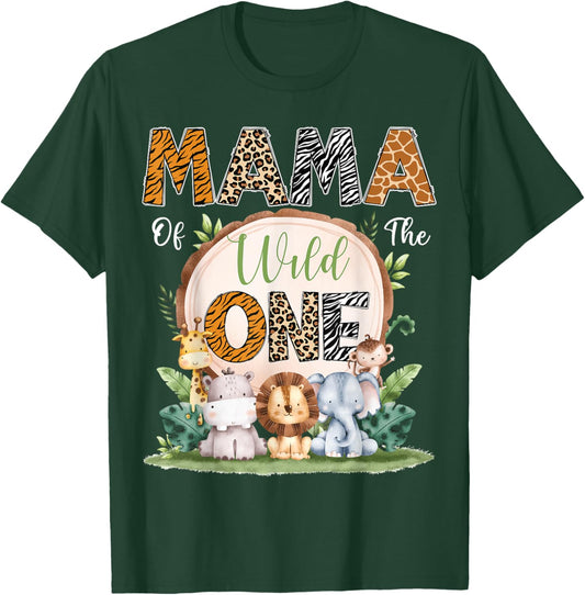 Mama Of The Wild One First Birthday Safari Woodland T-Shirt - T-Shirt | Forest