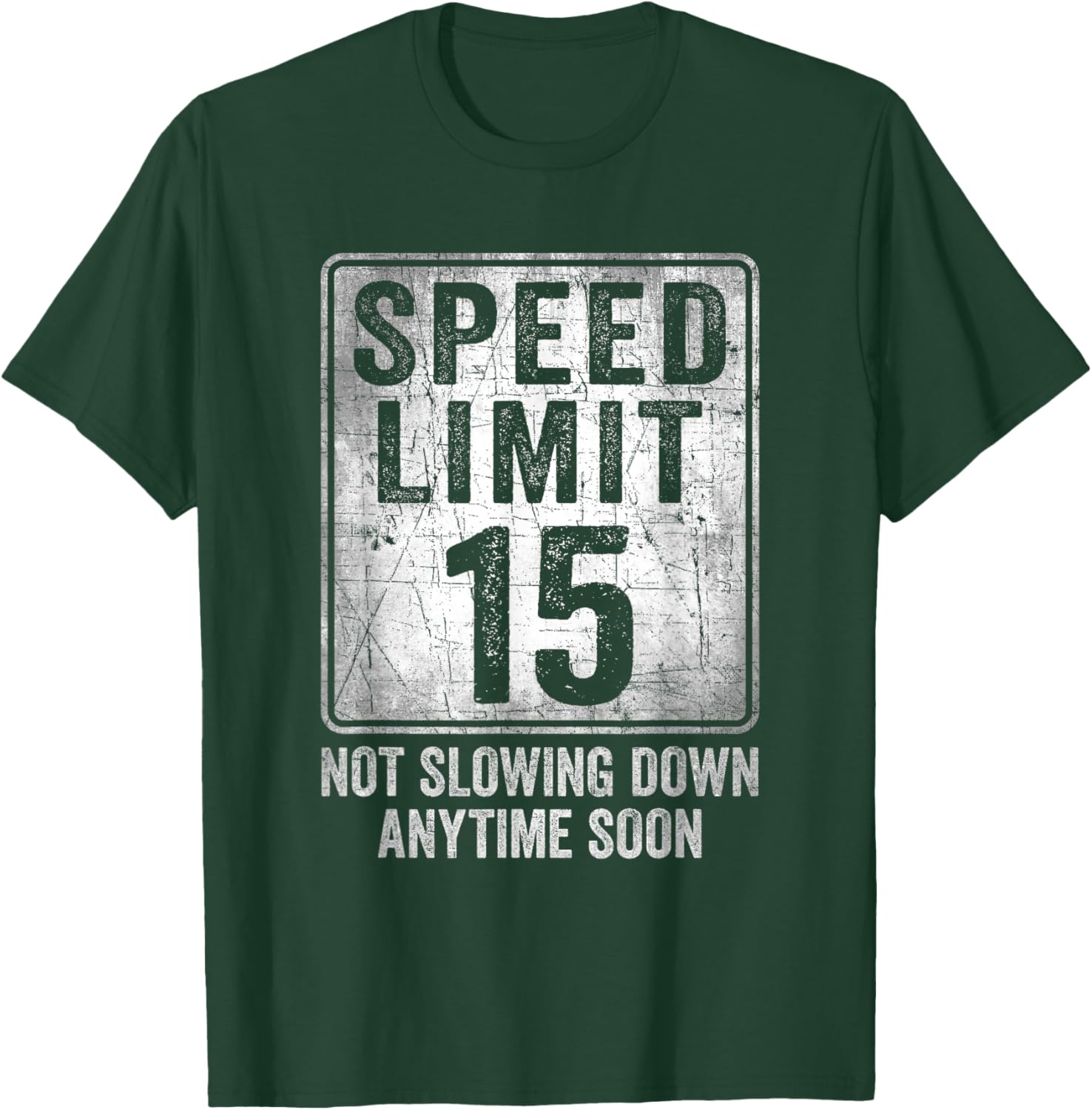 15th Birthday Speed Limit Sign Funny 15 Year Old Boy or Girl T-Shirt - T-Shirt | Forest