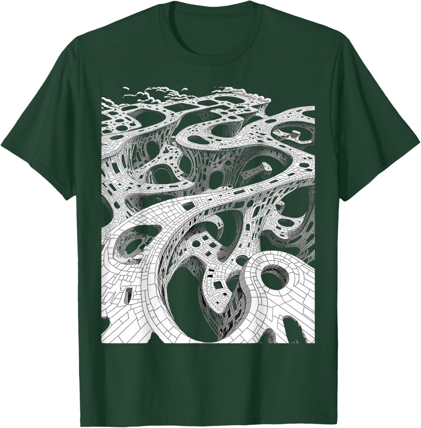 Surreal Black White Abstract Optical Illusion T-Shirt - T-Shirt | Forest