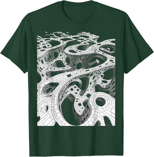 Surreal Black White Abstract Optical Illusion T-Shirt - T-Shirt | Forest
