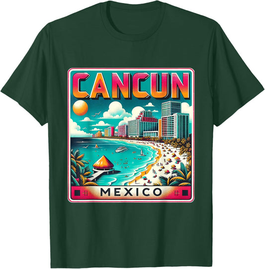 Cancun Mexico Shirt Family Trip Beach Vacation Retro City T-Shirt - T-Shirt | Forest