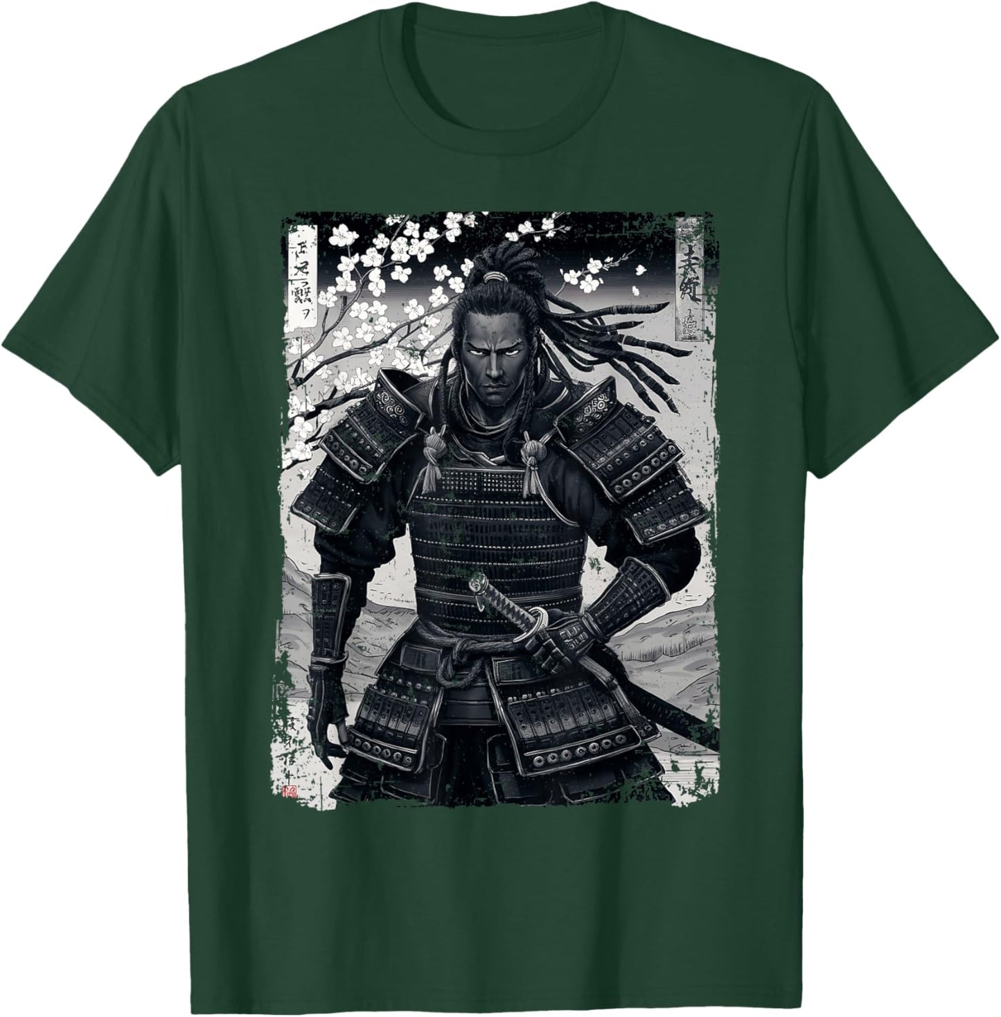 Black Afro African Japanese Style Yasuke Samurai T-Shirt - T-Shirt | Forest