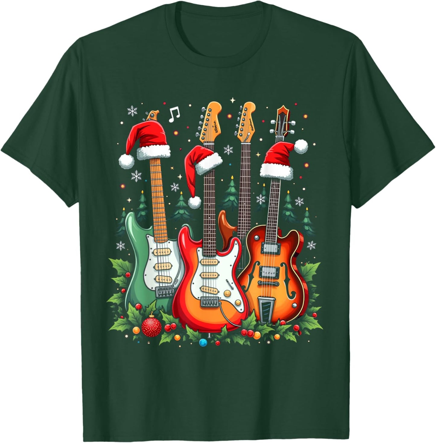 Christmas Guitar T-Shirt - T-Shirt | Forest
