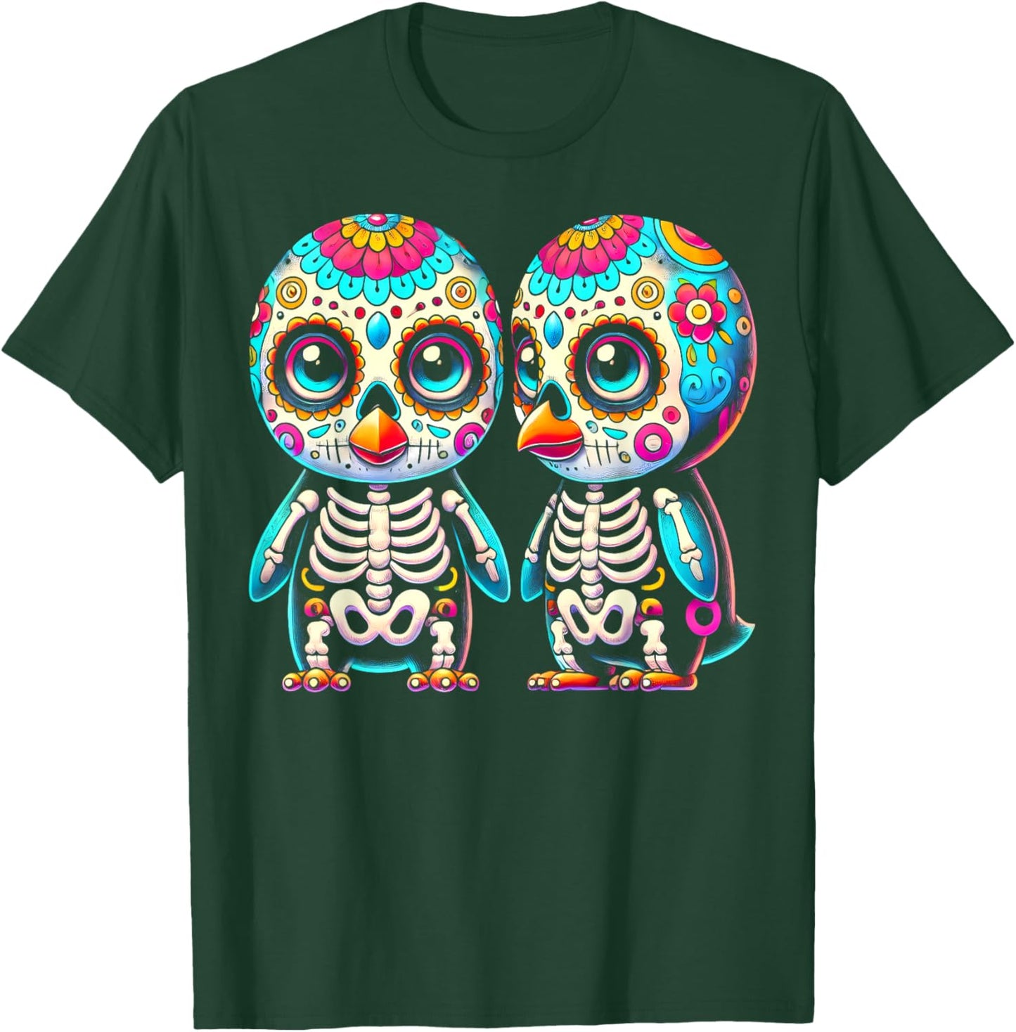Adorable Día de Muertos Sugar Skull Penguin Day of the Dead T-Shirt - T-Shirt | Forest