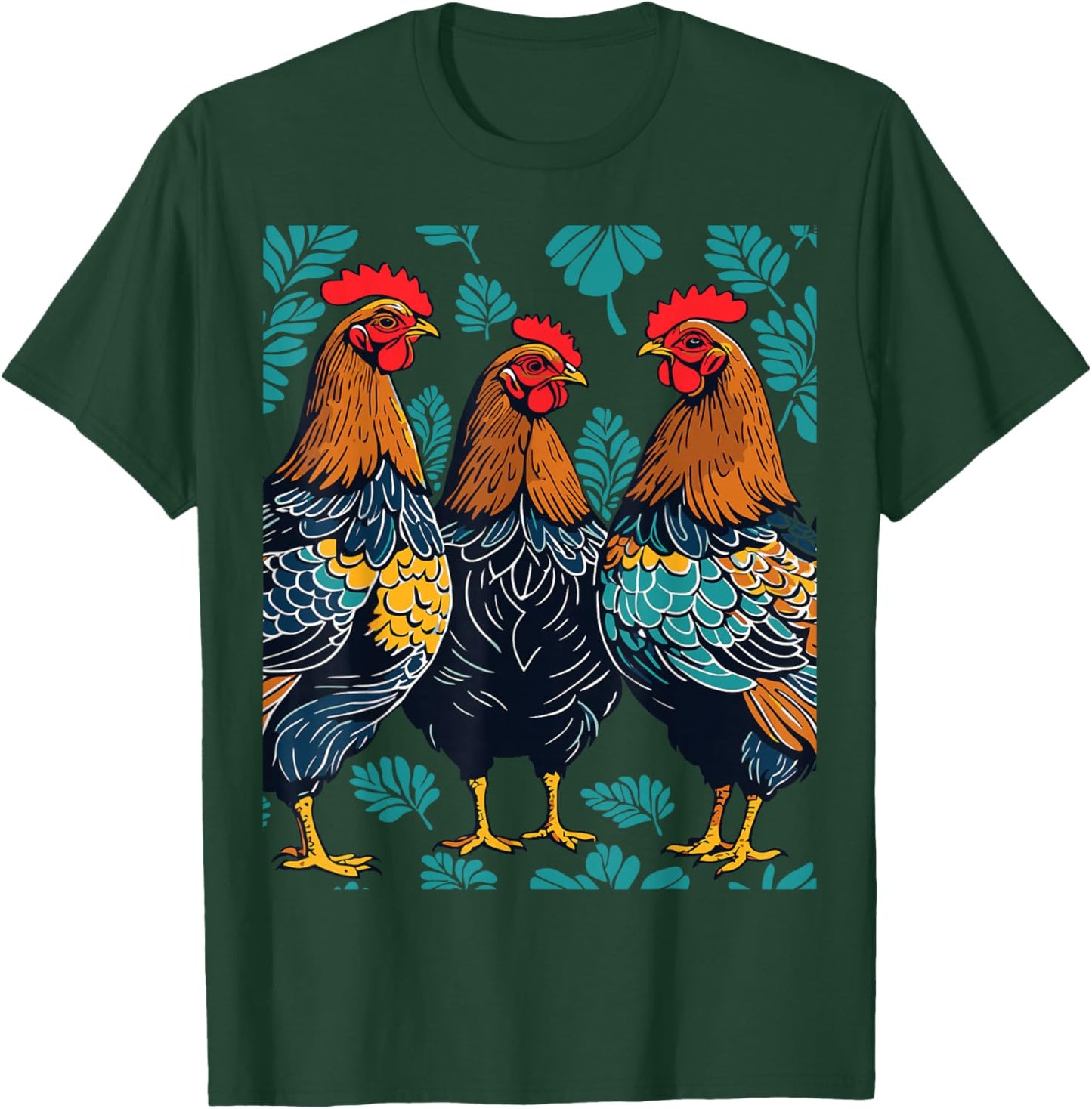 Three French Hens Cut-Out Stencil-Style T-Shirt - T-Shirt | Forest